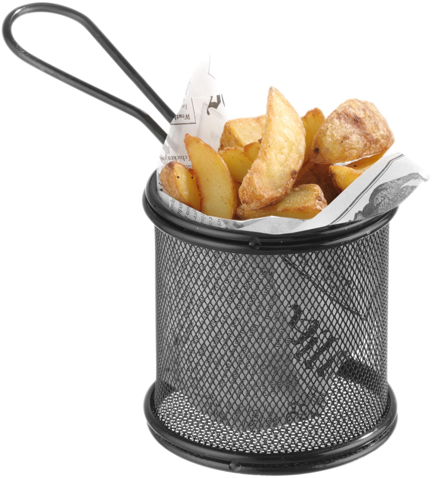 Mini-Servier-Frittierkorb schwar z, rund