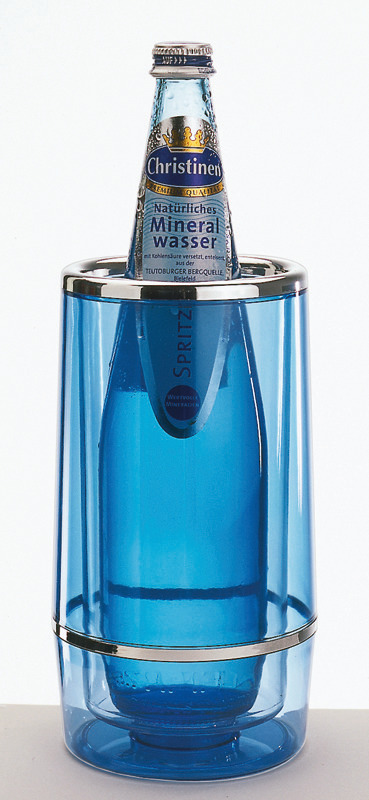 Flaschenkühler doppelwandig 120 x 120 x 230 mm blau-transparent Flaschenkühler doppelwandig 120 x 120 x 230 mm blau-transparent
