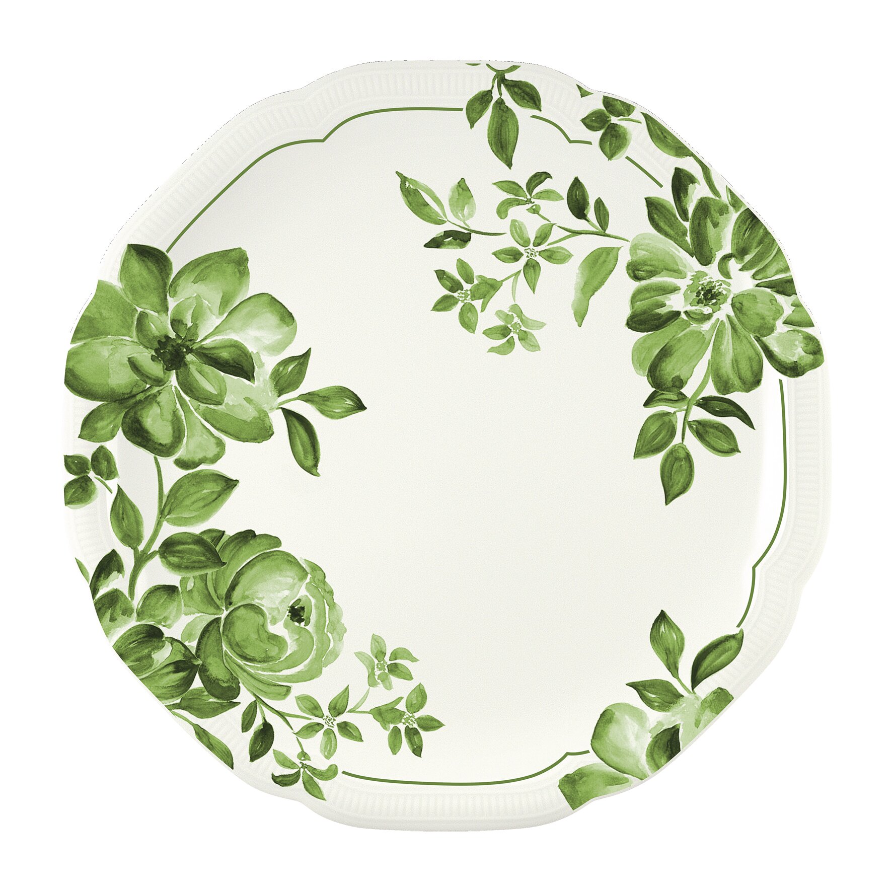 Coupteller flach rund mit Relief 259 mm green Floral Charm