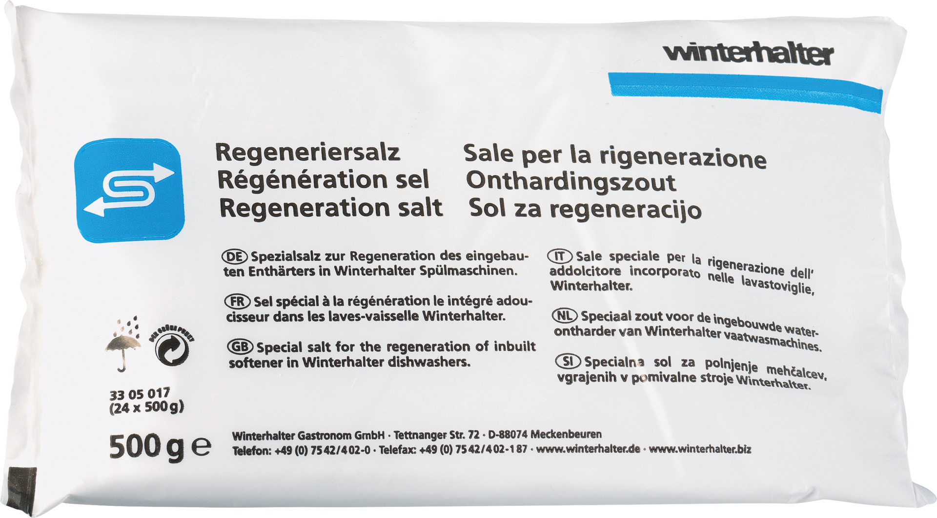 Feinkörniges Salz zur Regeneration 0,50 kg Karton je 24 Beutel