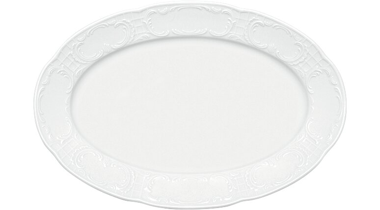 Platte oval mit Fahne 316 x 210 mm