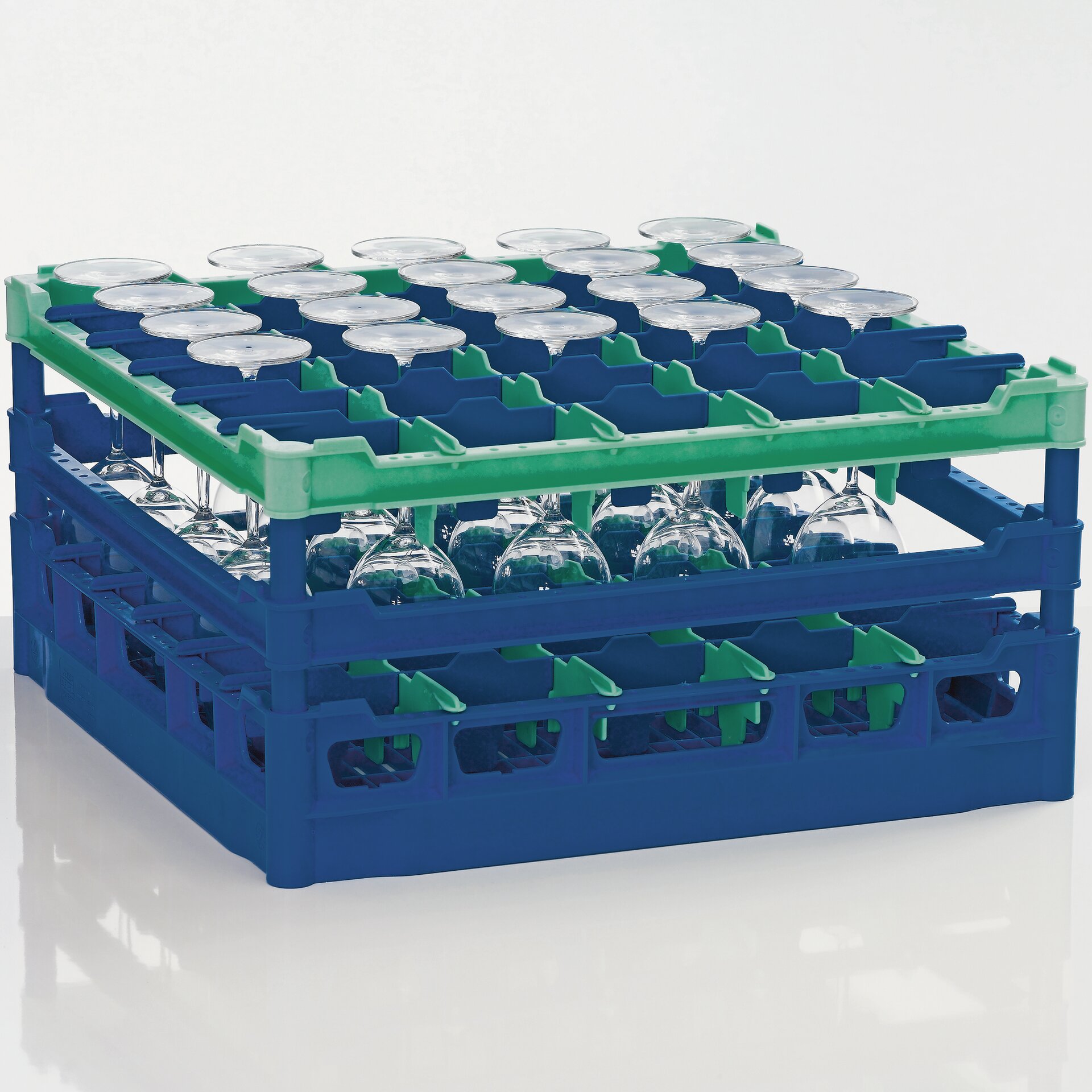 Gläserkorb Kunststoff für 30 Gläser / 500 x 500 mm / max. Glashöhe 210 mm grün
