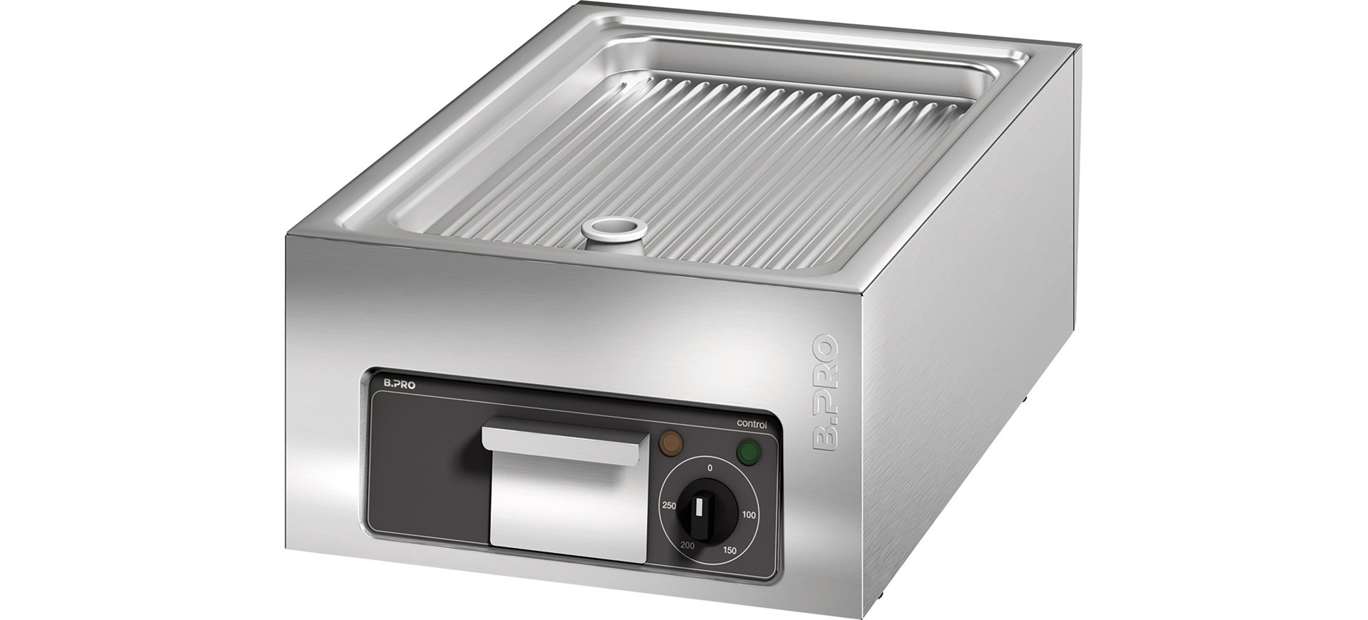 Elektro-Grillplatte gerillt / Bratfläche 506 x 304 mm / Auftischgerät