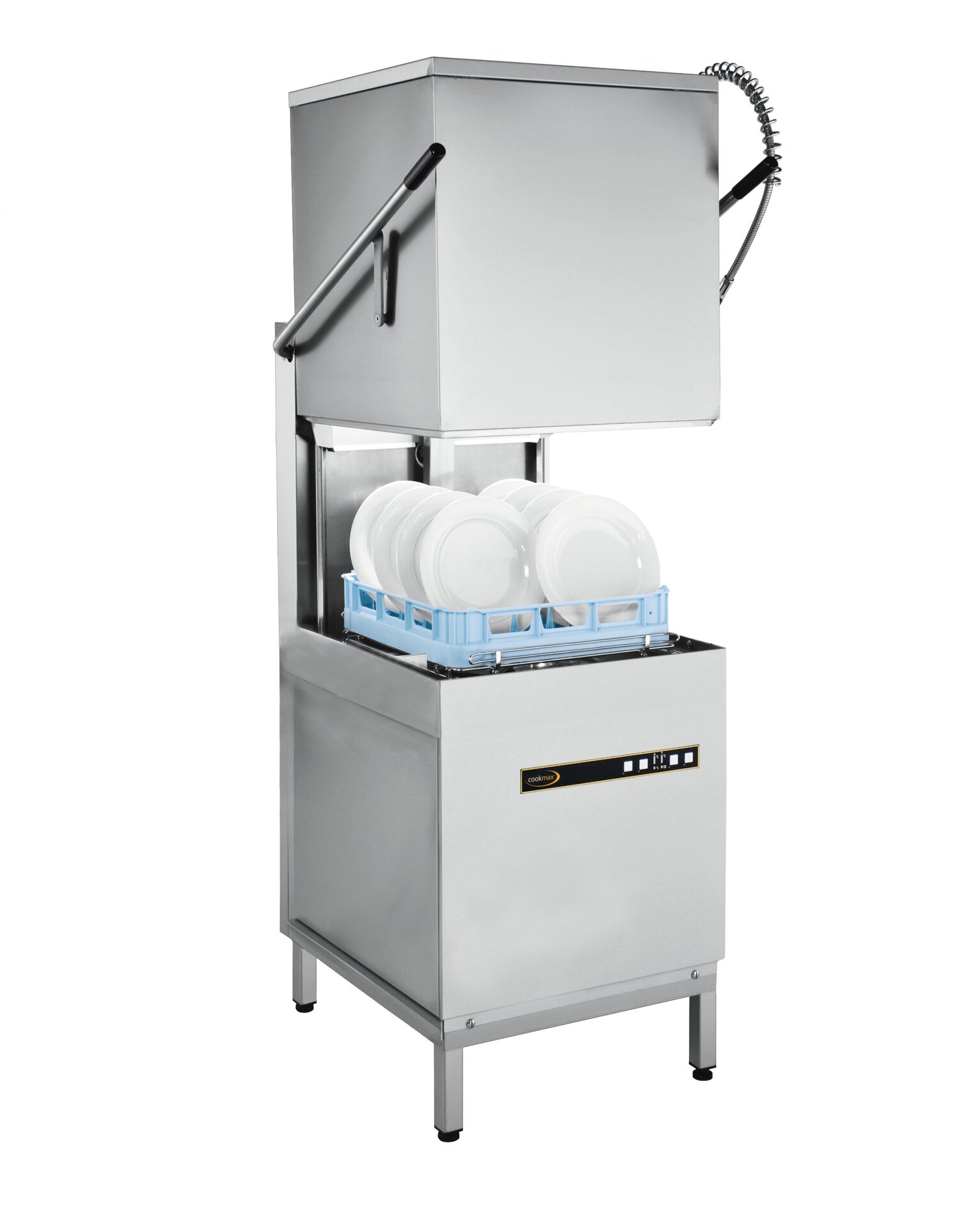 Hauben-Spülmaschine mit Reinigerdosierer Druckpumpe, Ablaufpumpe und Enthärter