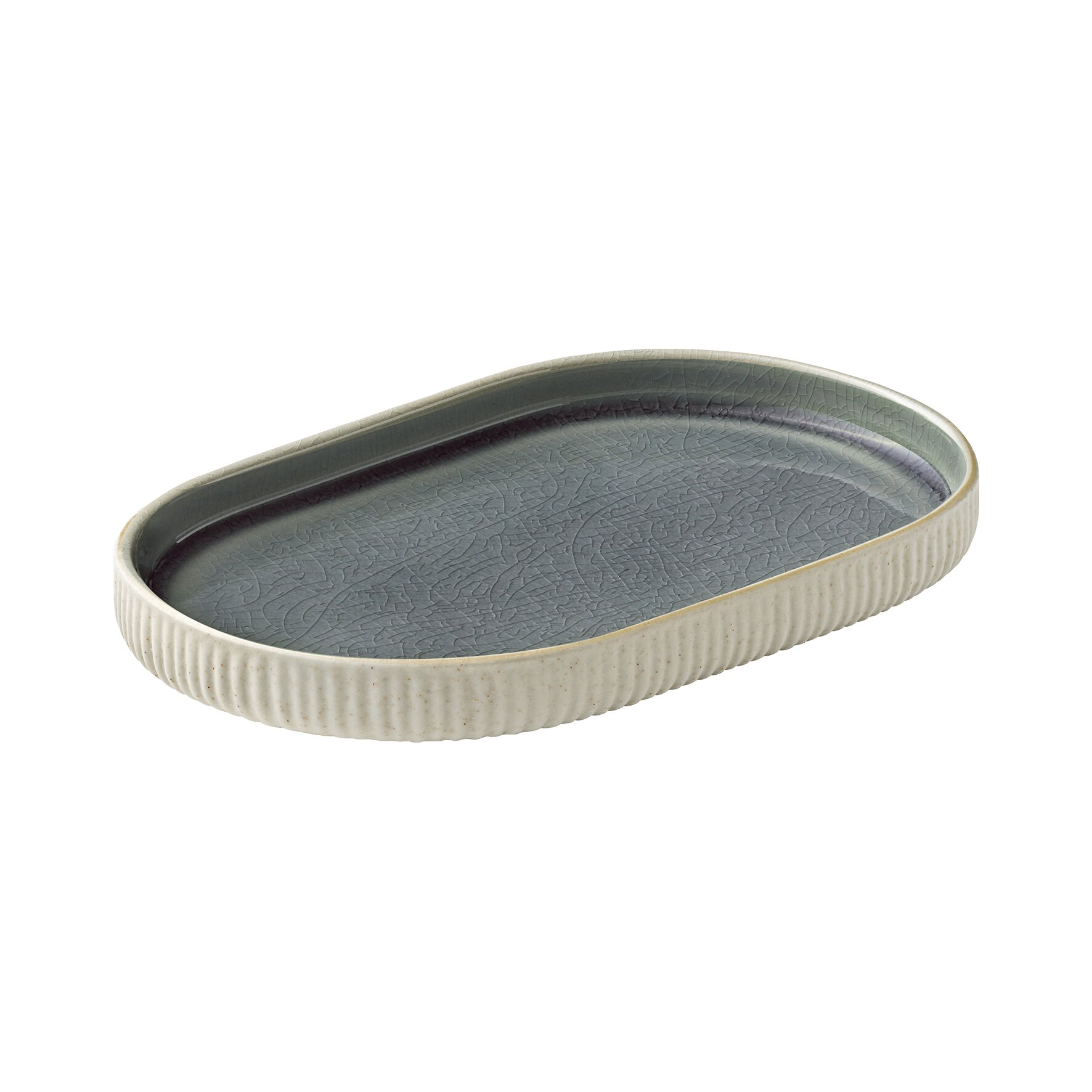 Platte oval Relief 180 x 110 mm grau Nara grau