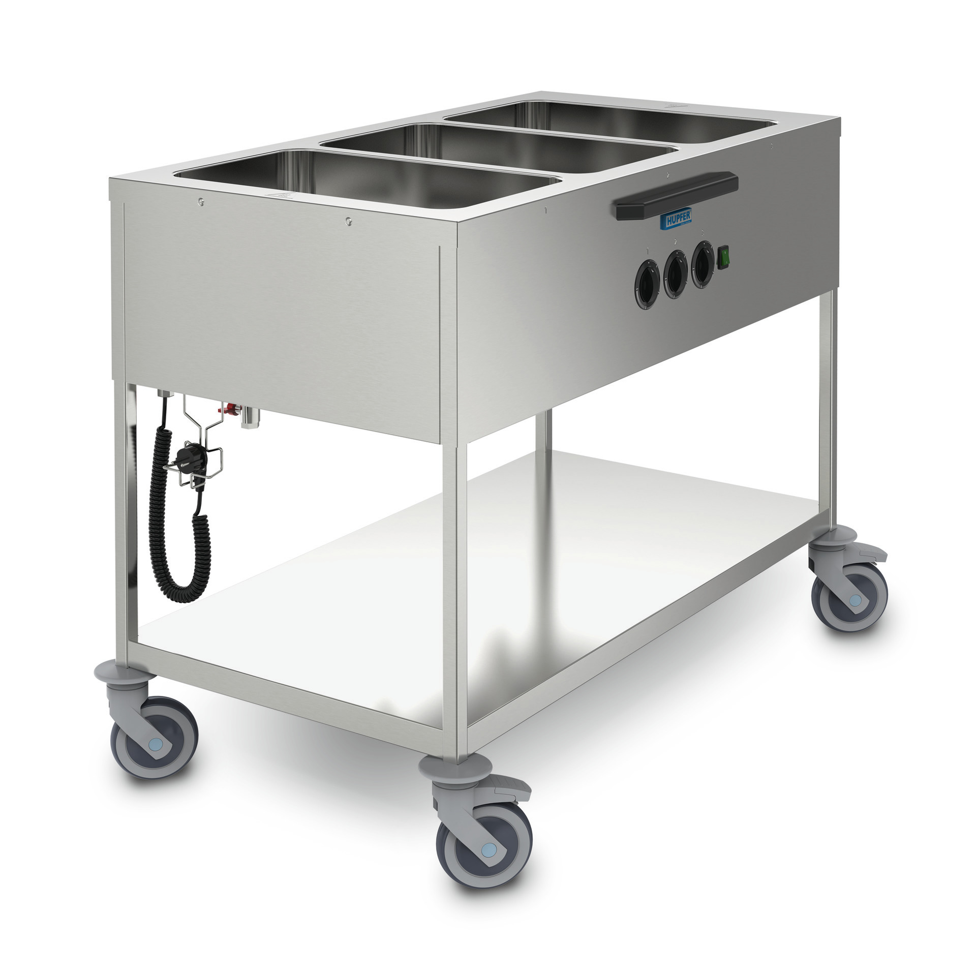 Speisenausgabewagen beheizt 3 Becken für GN 1/1-200 längsseitige Bedienung Speisenausgabewagen beheizt 3 Becken für GN 1/1-200 längsseitige Bedienung