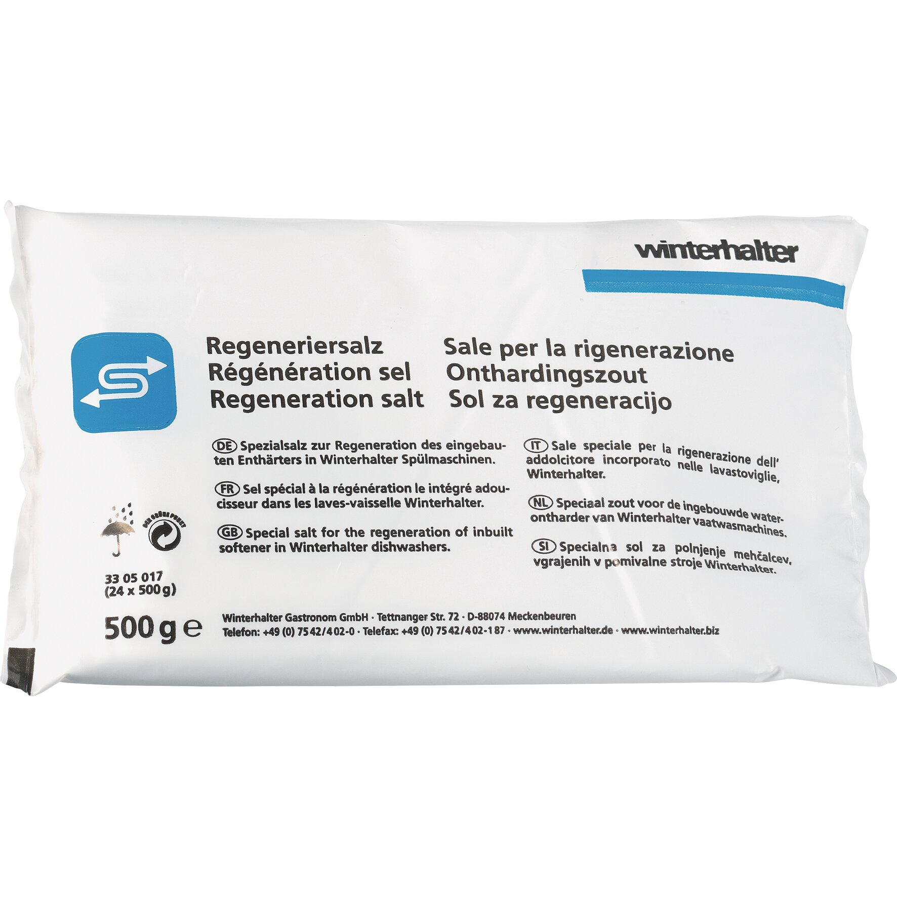 Feinkörniges Salz zur Regeneration 0,50 kg Karton je 24 Beutel