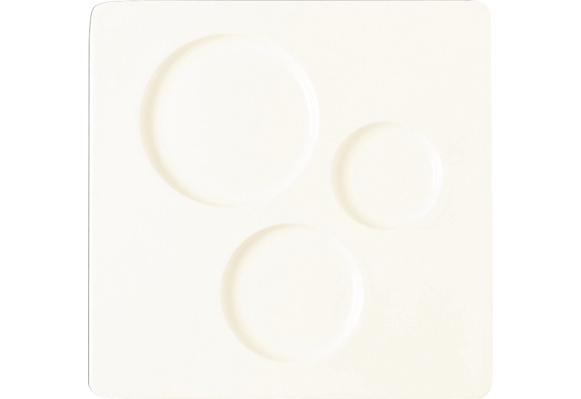 Teller quadratisch 3 runde Flächen Chives 300 x 300 mm crème
