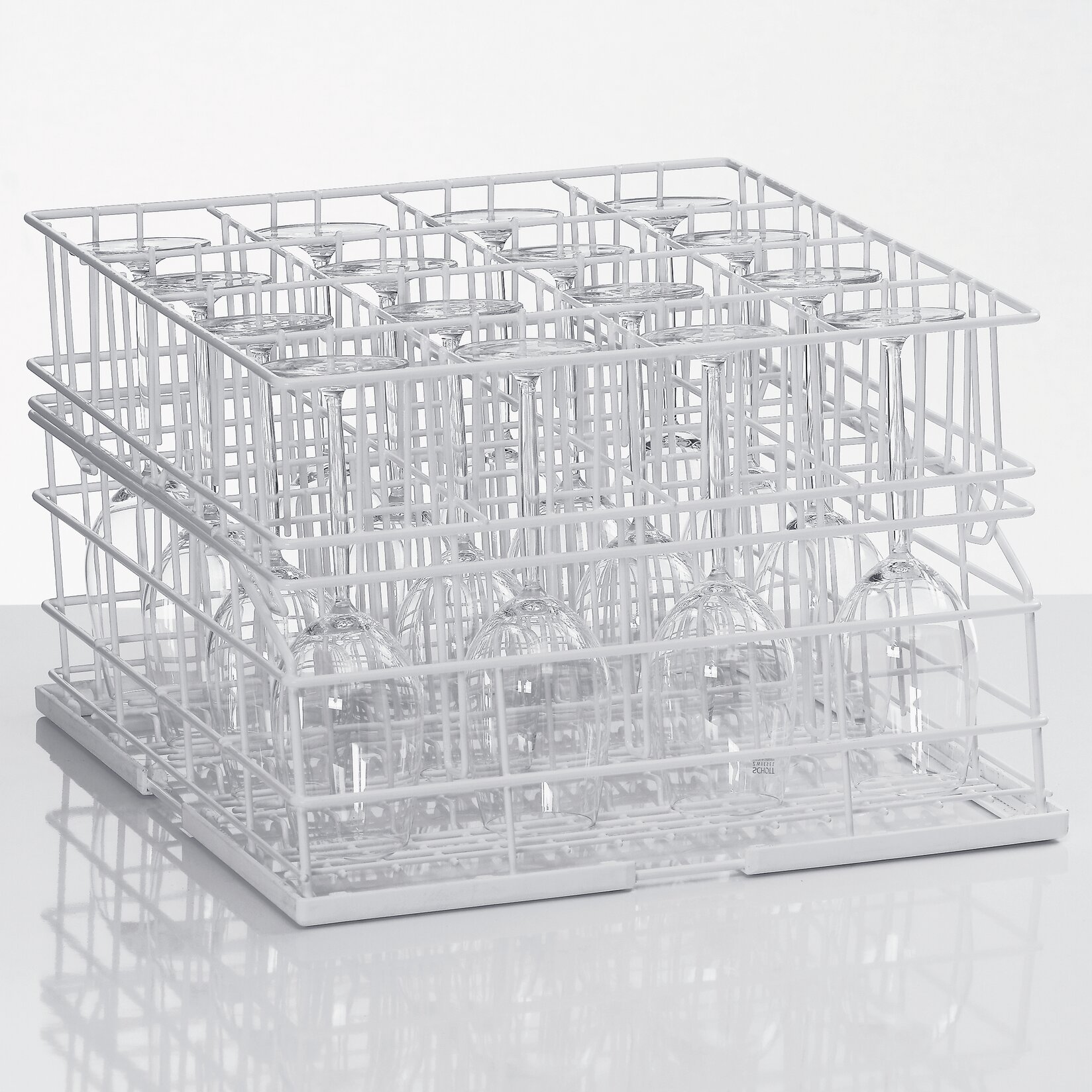 Gläserkorb aus Drahtgitter Größe S 4 Reihen / 16 Gläser 400 x 400 x 255 mm