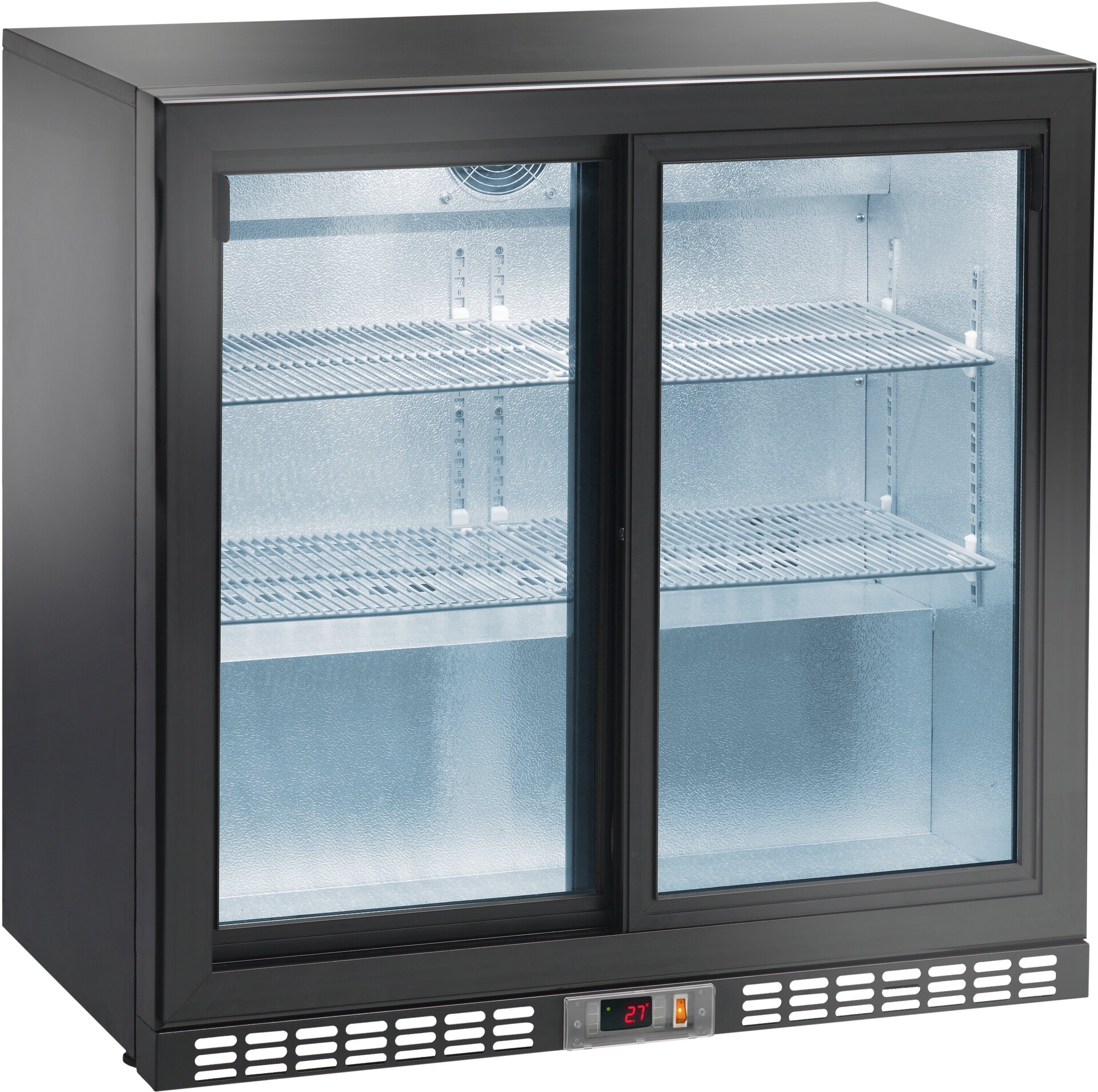 Flaschenkühlschrank 220 l 2 Glasschiebetüren 4 Roste