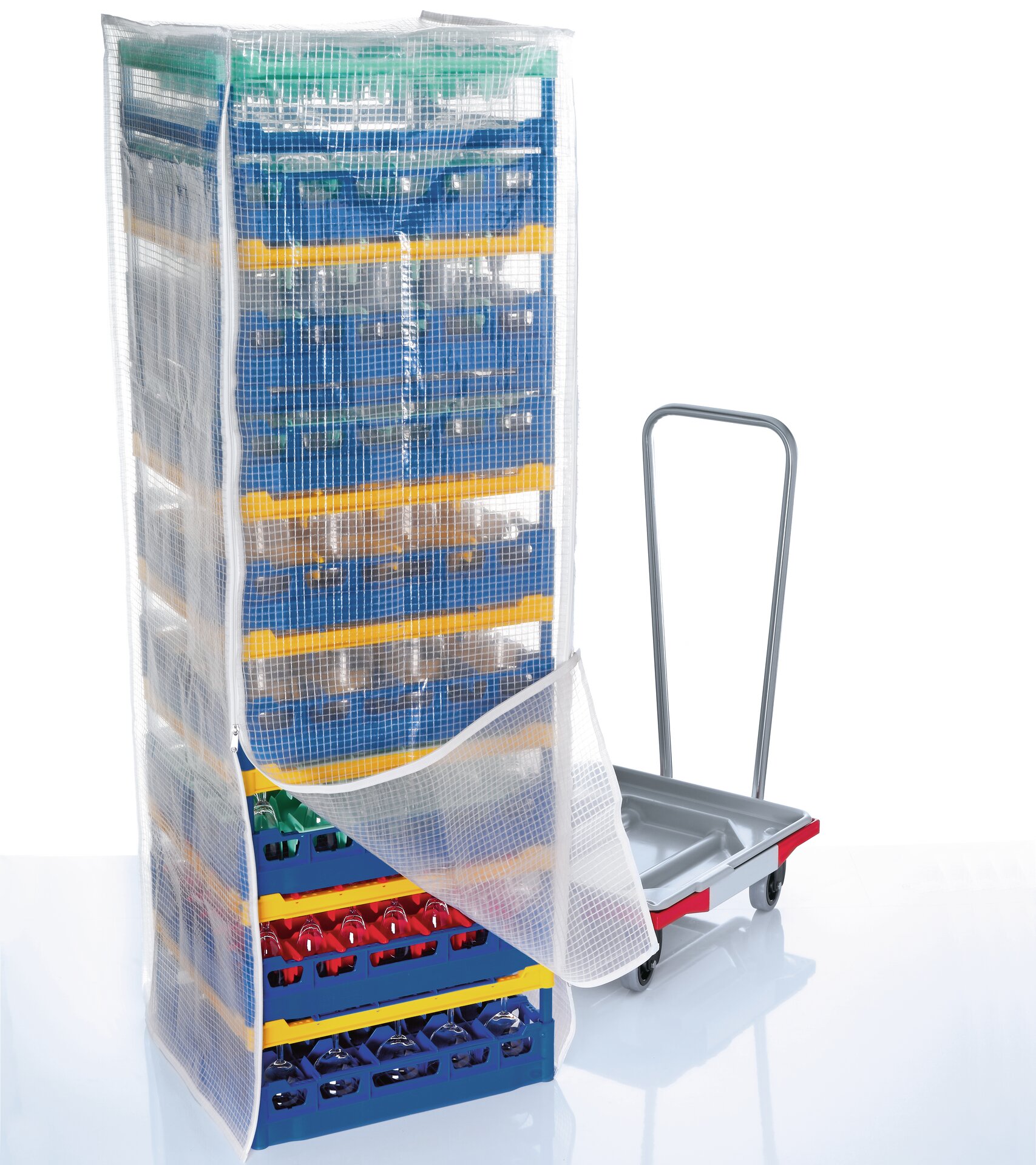 Abdeckhaube Größe L bei Korb- / Spülgut  Lagerung Vinyl / 550 x 550 x 1600 mm