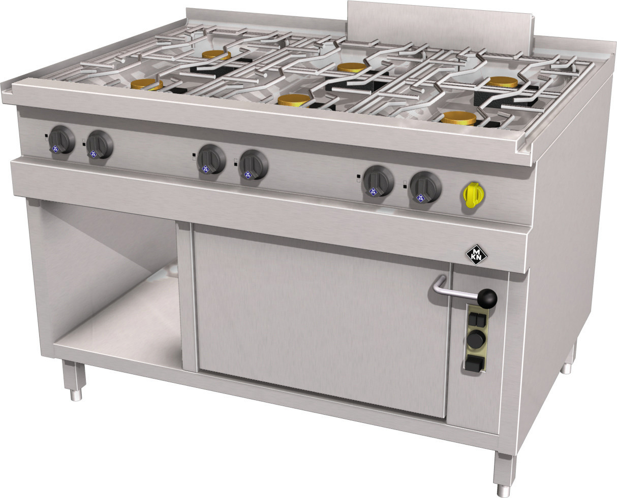 Gas-Herd 6-flammig mit Gasbackofen  GN 2/1 / Optima 850
