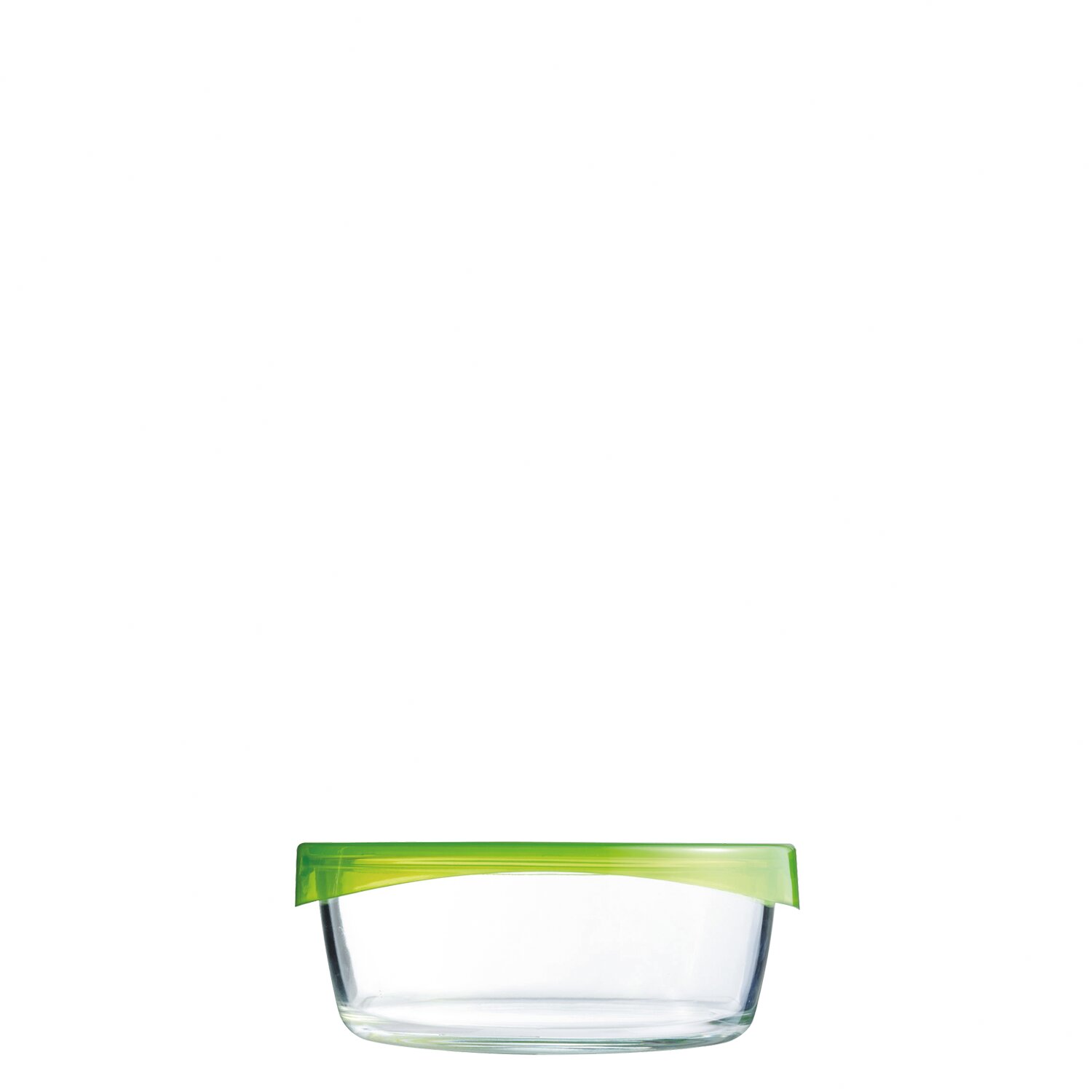 Box rund 180 x 175 x 65 mm / 0,92 l transparent mit grünem PP Deckel Keep´n