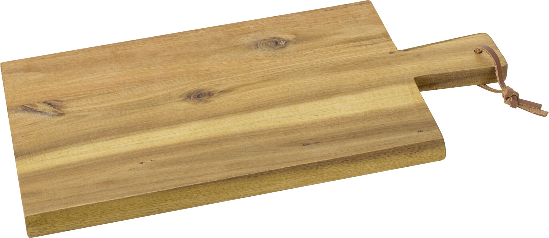 Holzbrett mit Griff und Lederband