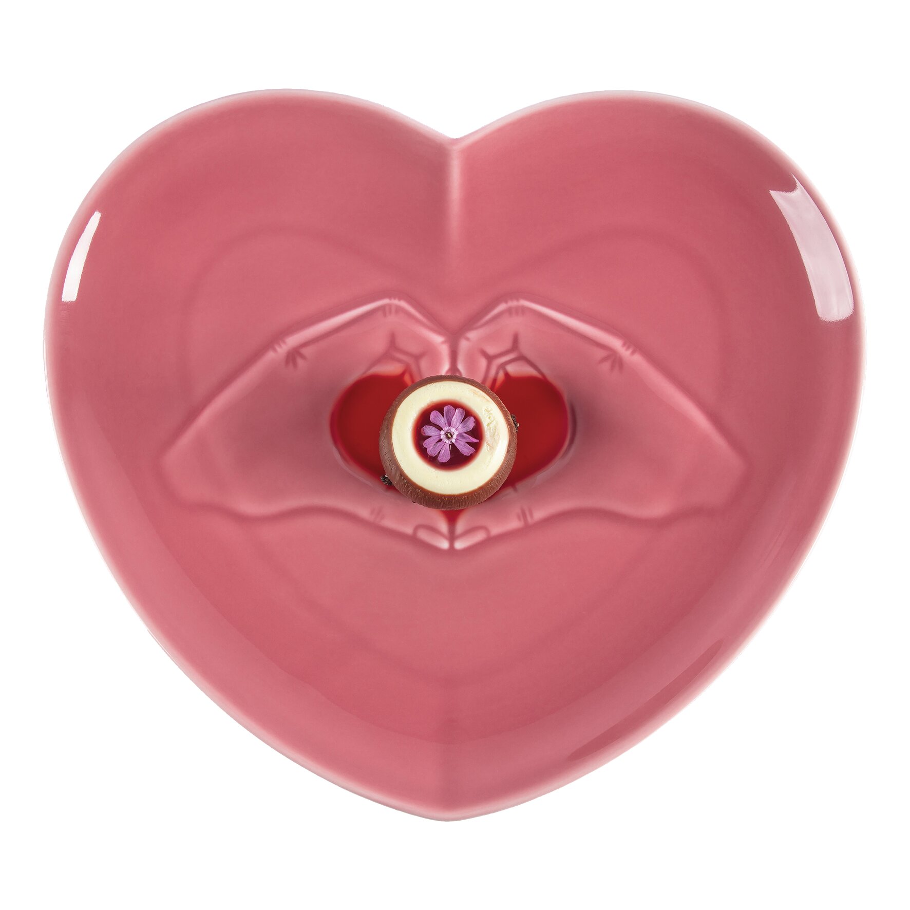 Teller flach mit Relief-Dekor 283 x 250 mm pink Cliché