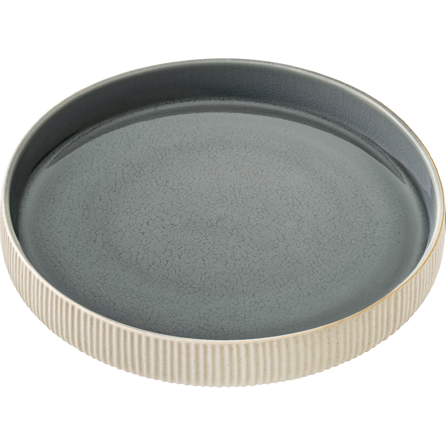 Teller tief rund hoher Rand Relief 240 mm / 1,30 l grau Nara grau