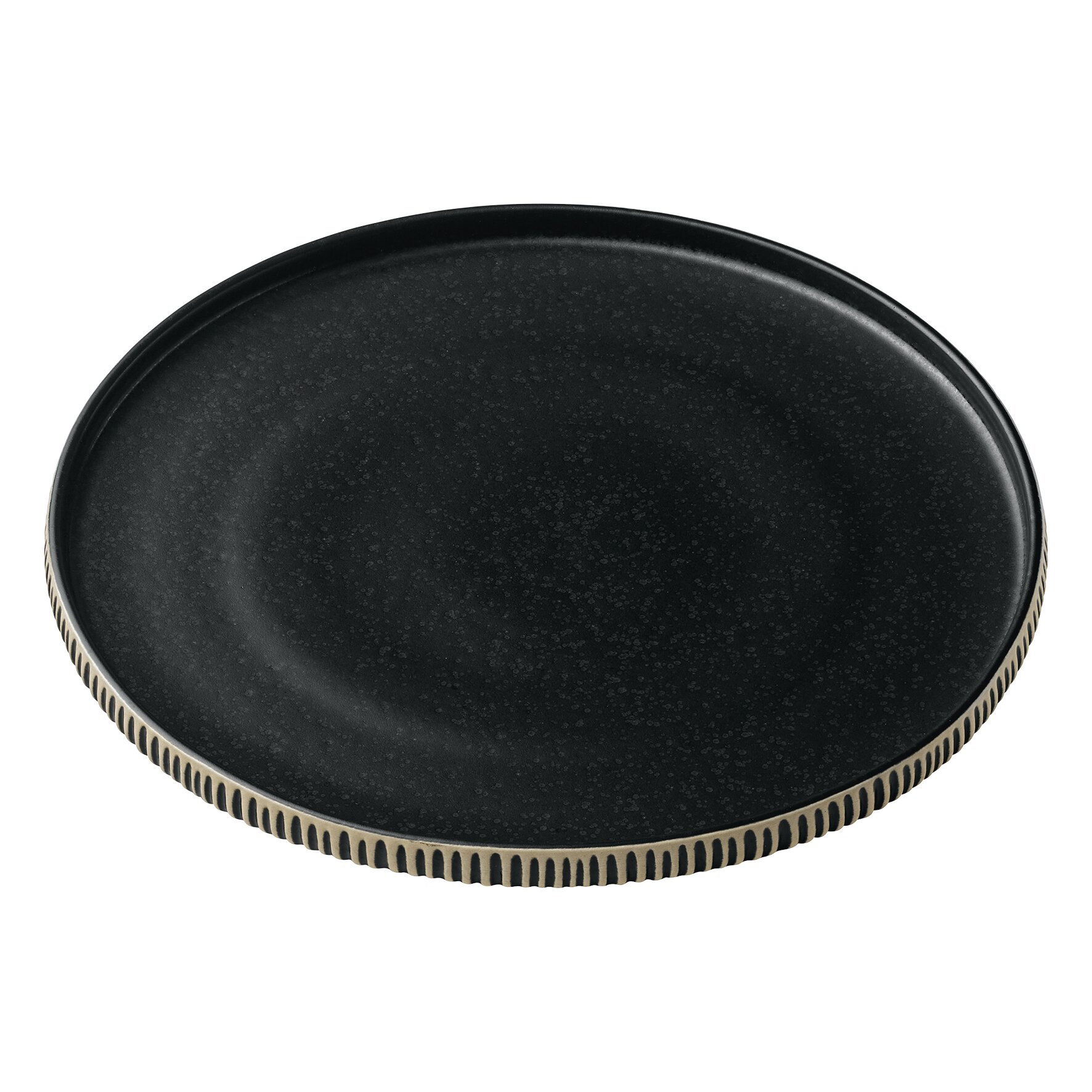 Teller flach rund hoher Rand Relief 210 mm schwarz / weiß Nara schwarz/weiß