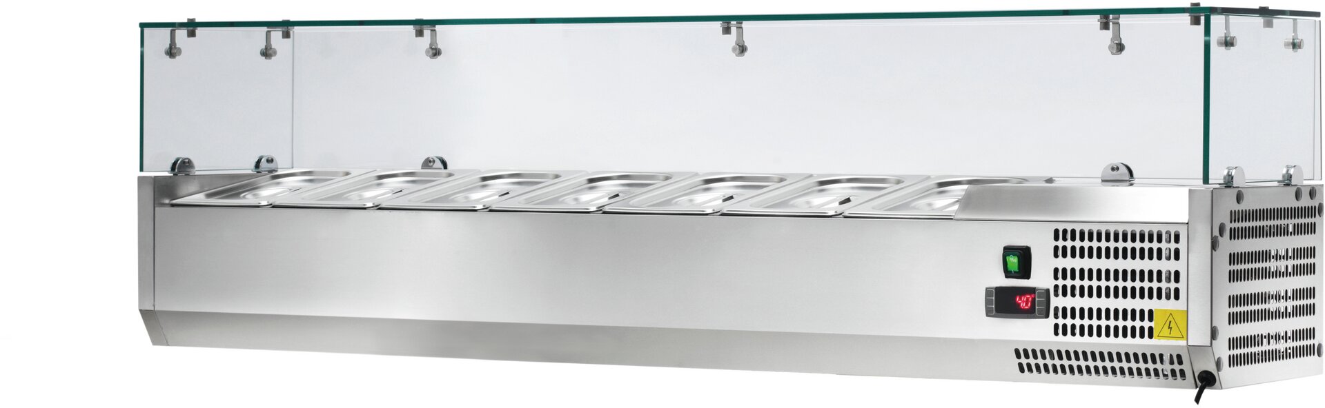 Kühlaufsatzvitrine 7 x GN 1/4 H=150 mm, 1500 x 335 x 435 mm