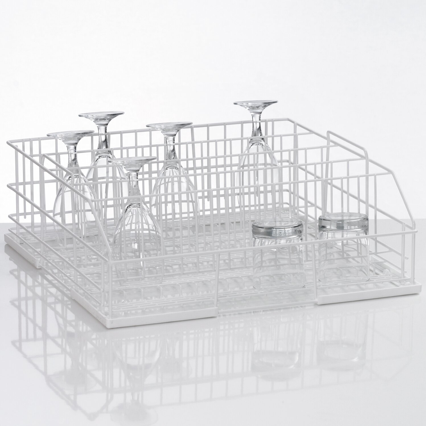 Gläserkorb aus Drahtgitter Größe L /  5 Reihen / 500 x 500 x 165 mm