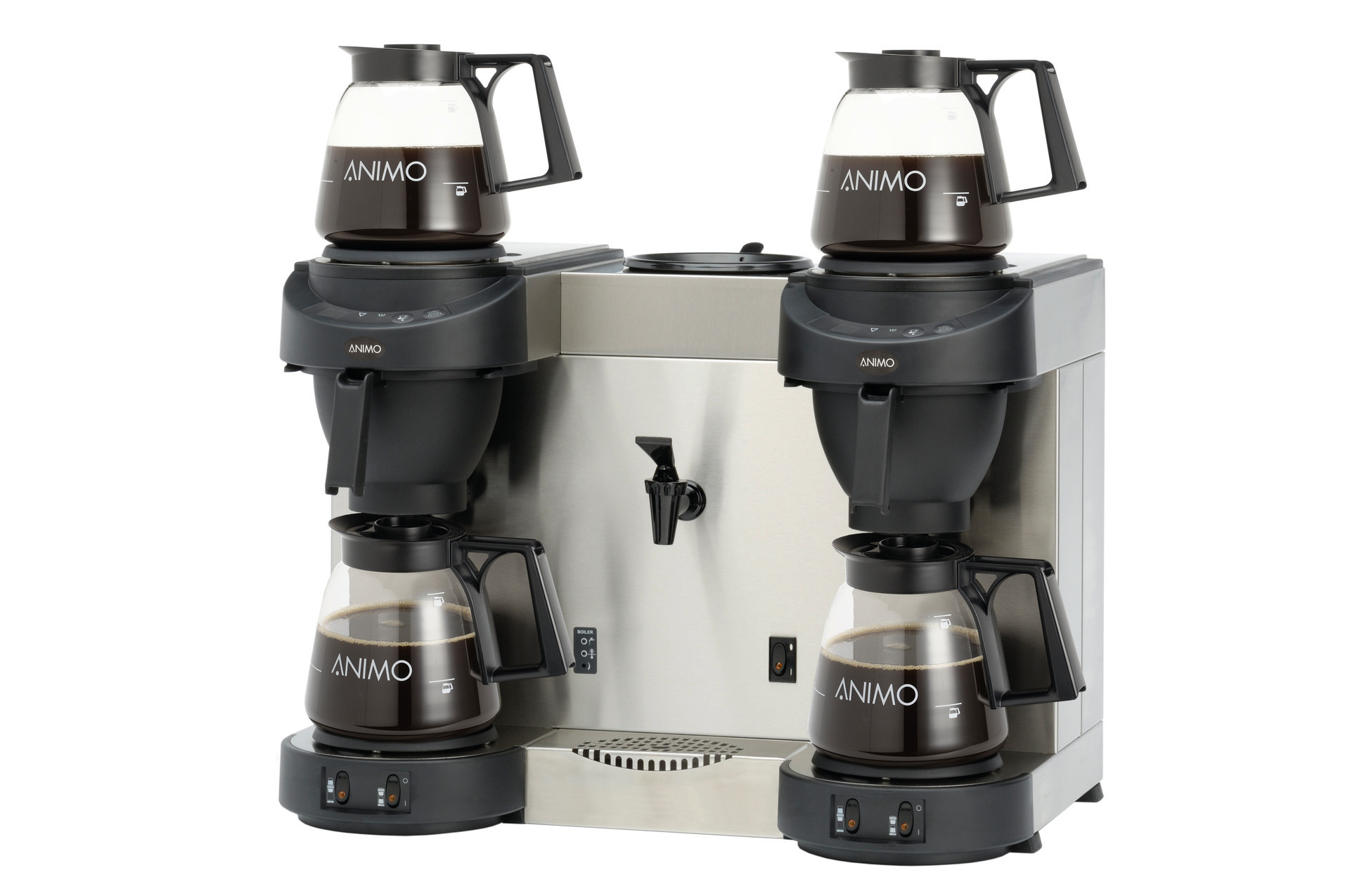 Filterkaffeemaschine 1,80 l schwarz mit 4 Glaskannen / mit Wasseranschluss