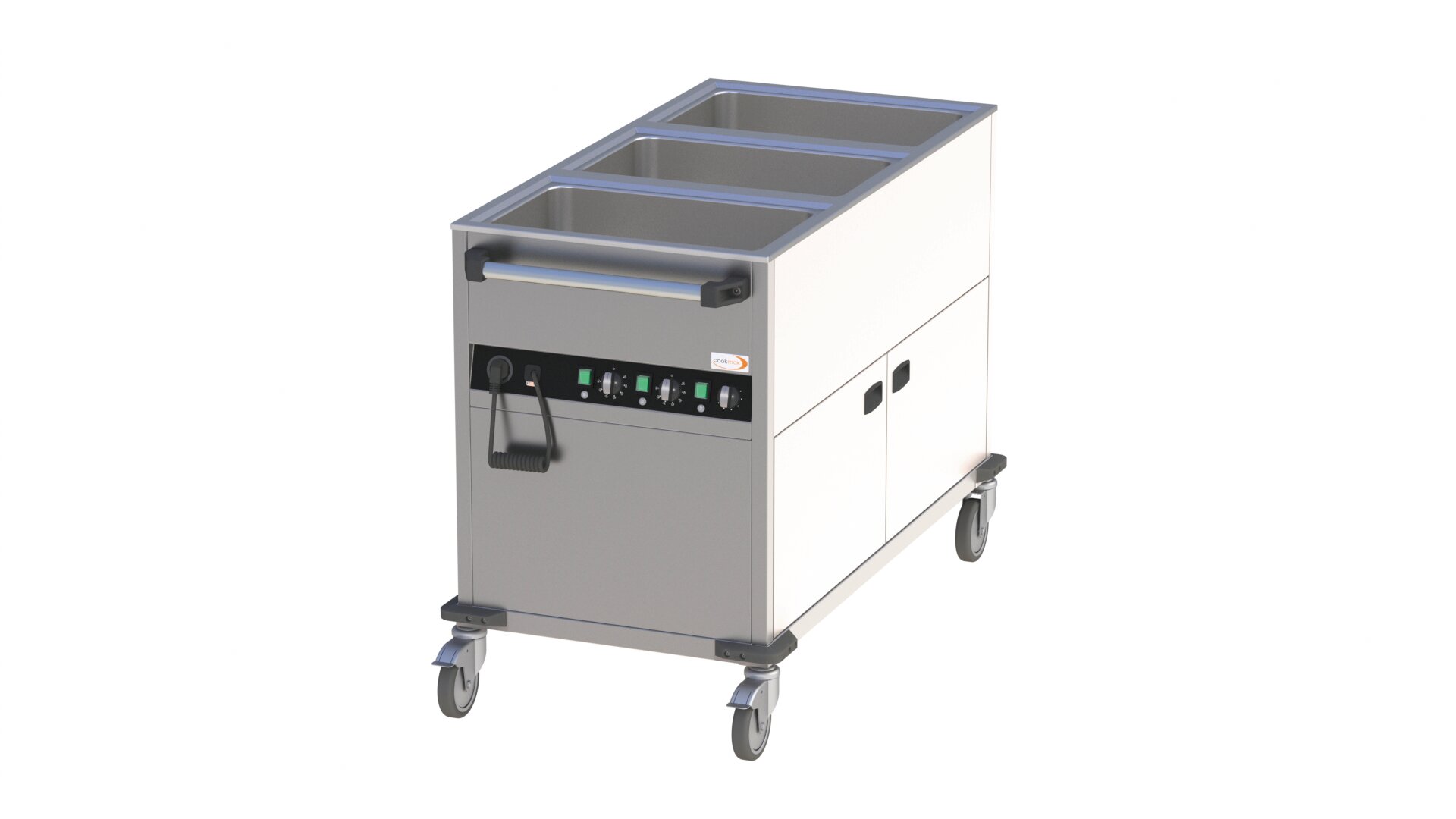 Bainmarie Wagen 3 x GN 1/1 3 Becken mit geschloss. Unterbau 650 x 1300 x 900 mm