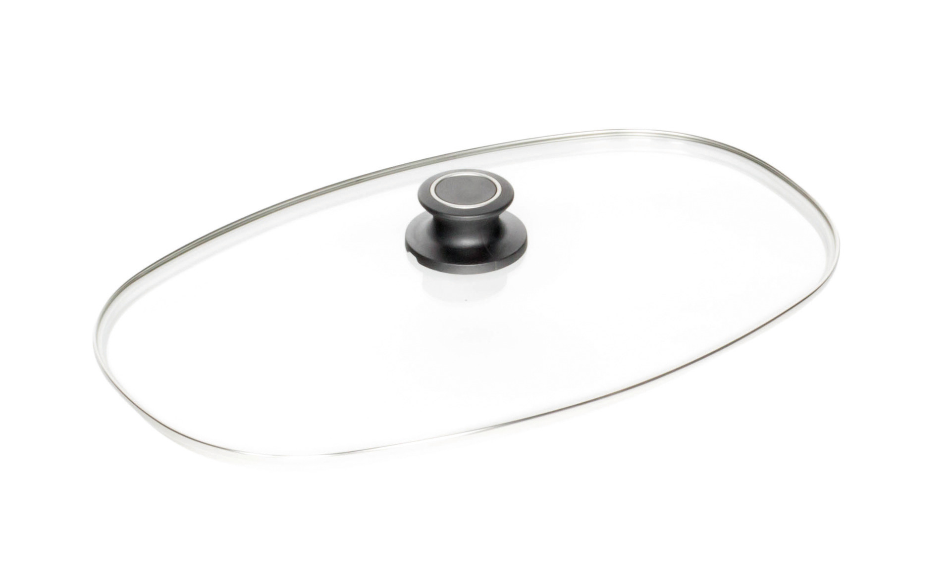 Glas-Bräterdeckel 18/10 Rand und Knopf 400 x 240 x 60 mm