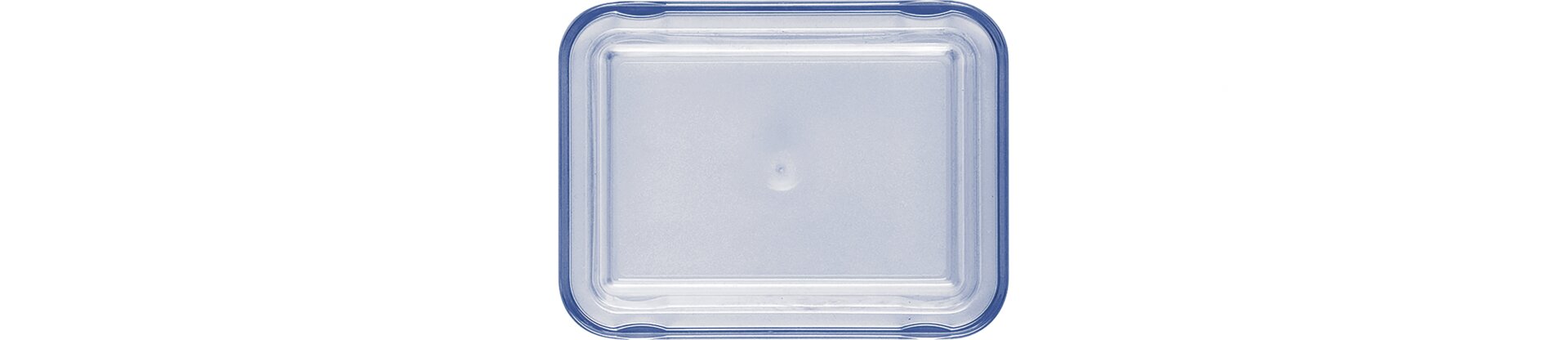 Deckel rechteckig / hoch 122 x 91 mm blau-transparent