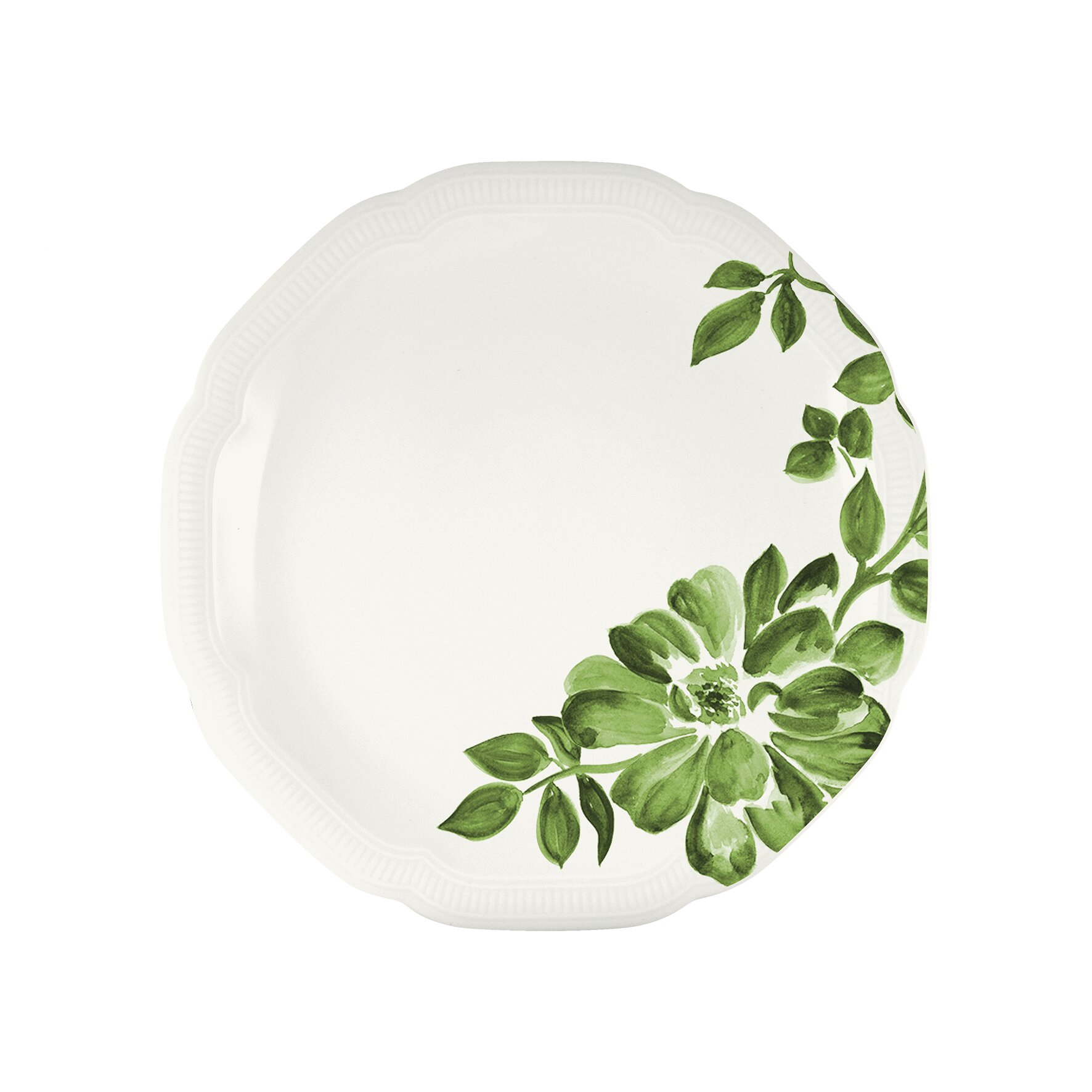 Coupteller flach rund mit Relief 212 mm green Floral Charm