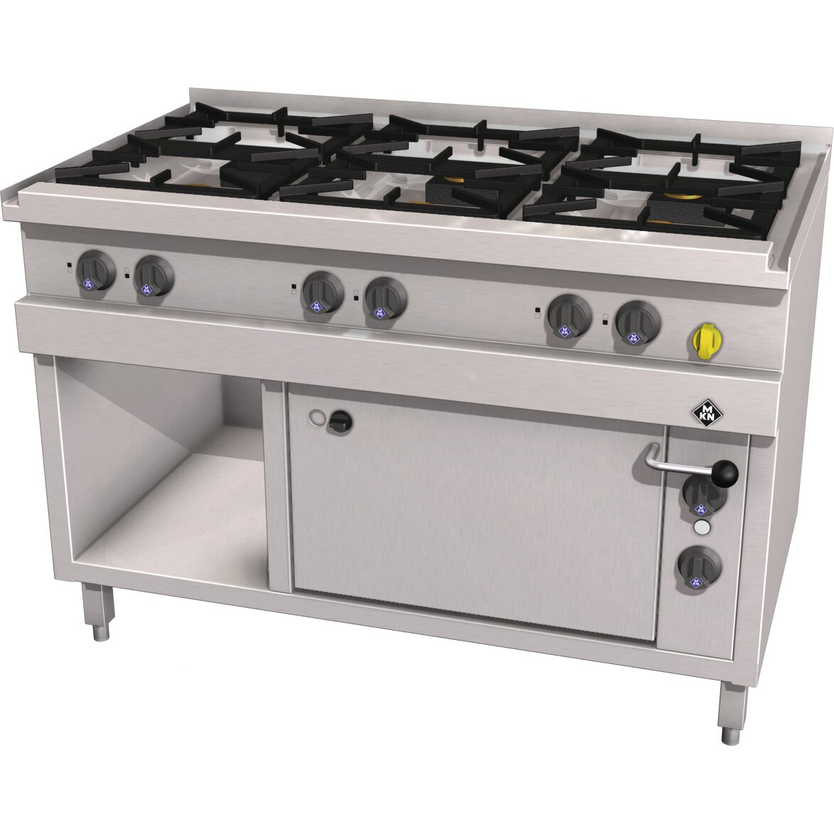 Gas-Herd 6-flammig mit Elektrobackofen  GN 1 1/2 Optima 700