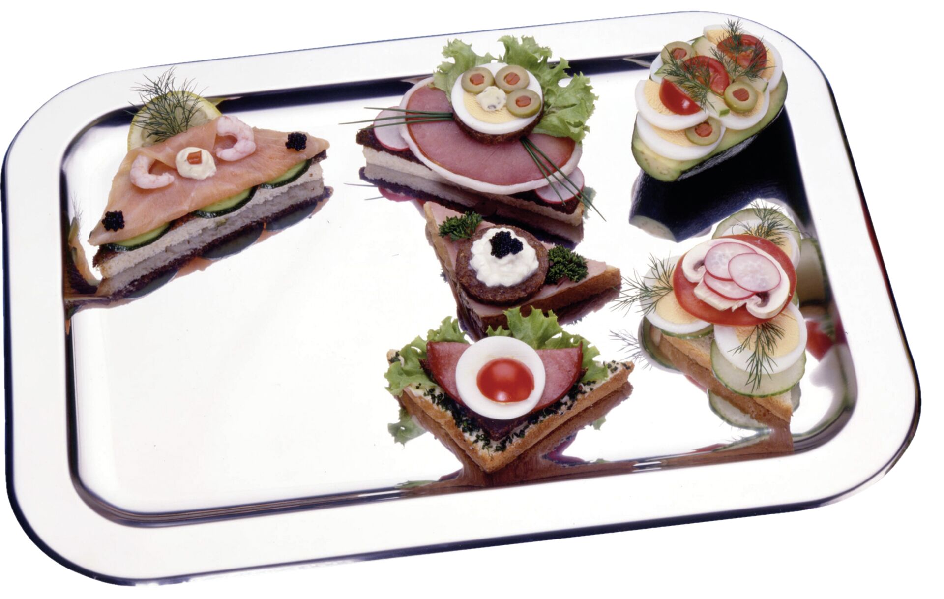 Serviertablett / Schlemmerplatte Edelstahl 36 x 25 cm