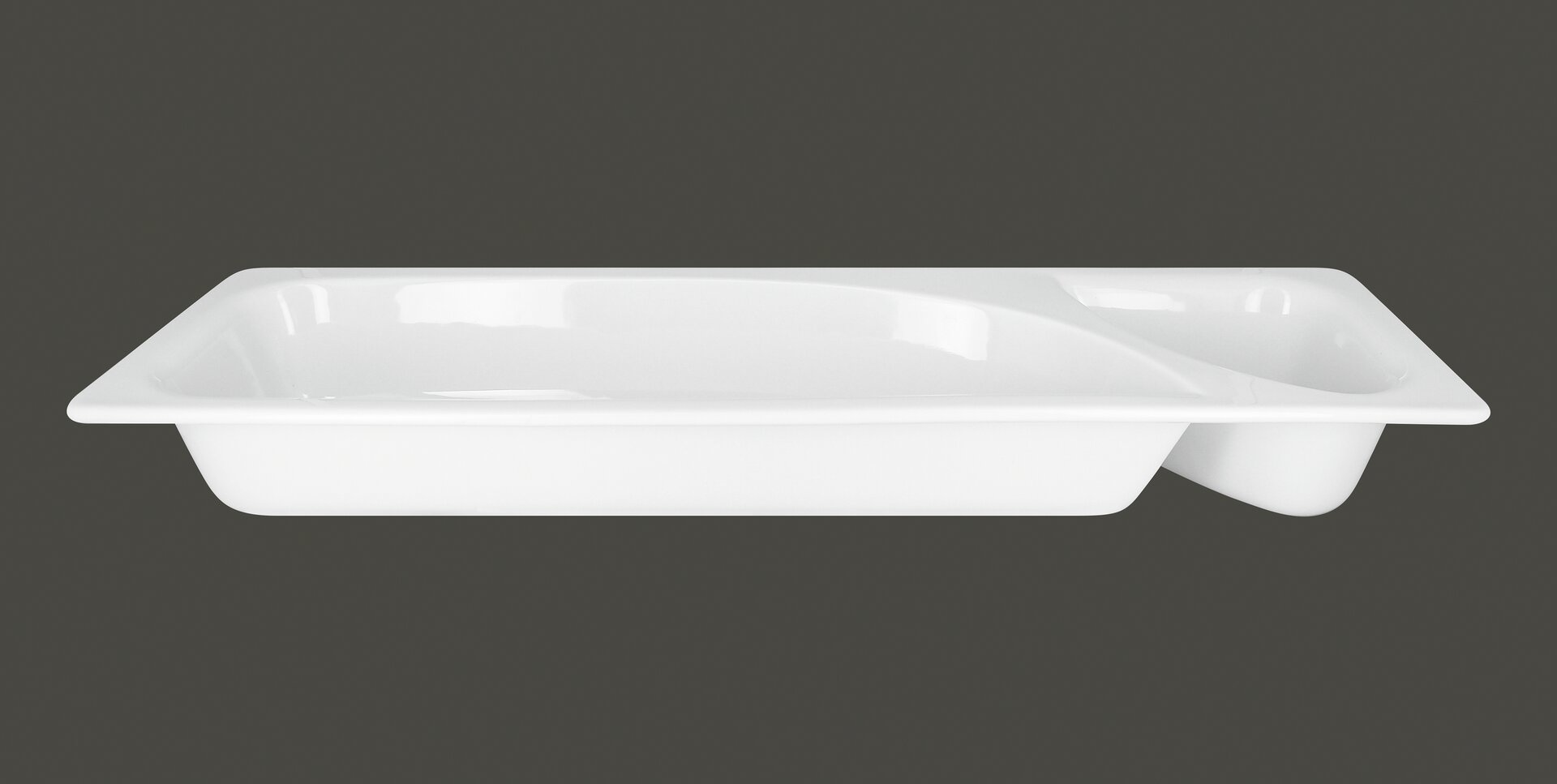 GN-Schale GN 2/4 geteilt 530 x 162 x 65 mm plain-white Zamma