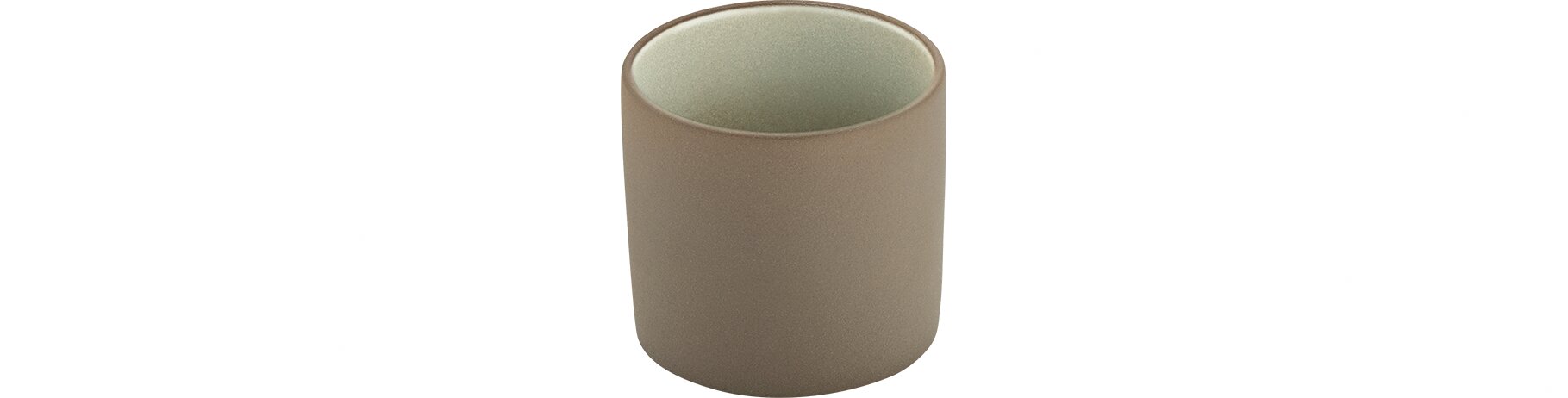 Tasse o. Henkel / Plateau 80 mm / 0,20 l beige/grau 2in1