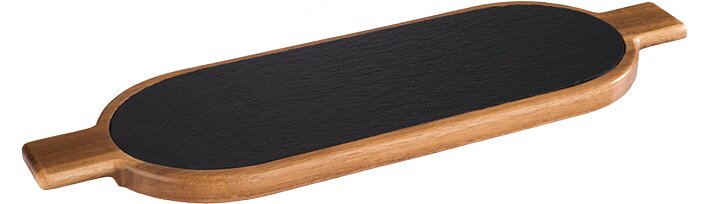 Servierbrett 2-tlg. 500 x 150 x 20 mm Akazienholz / Naturschiefer