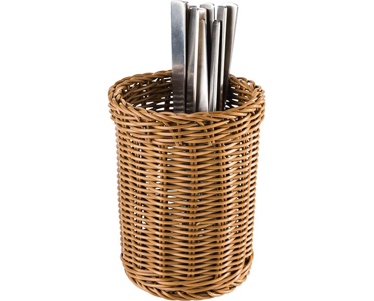 Besteckkorb rund 120 x 120 x 150 mm in Handarbeit geflochten braun Economic