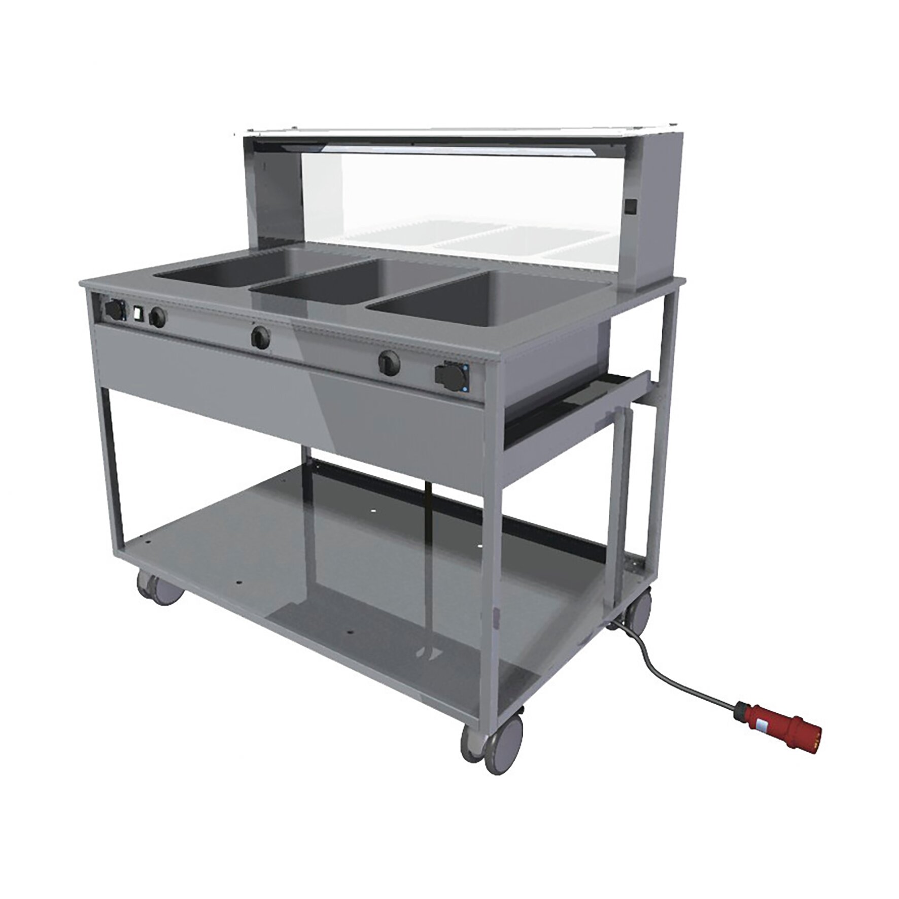 Warmhaltemodul Bain-Marie nass/trocken, fahrbar, mit Licht Aufsatz