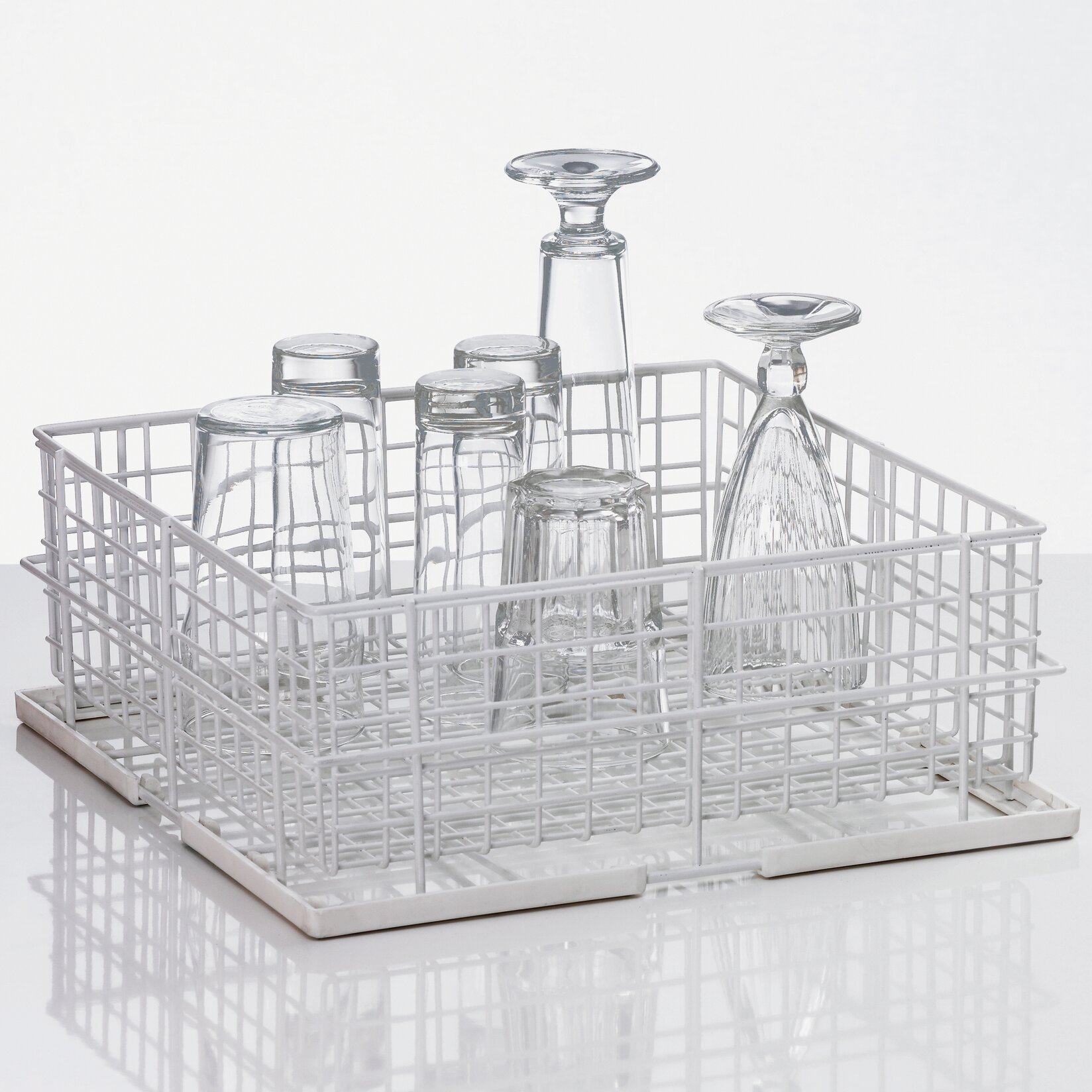 Gläserkorb aus Drahtgitter Größe S ohne Reihen 400 x 400 x 150 mm