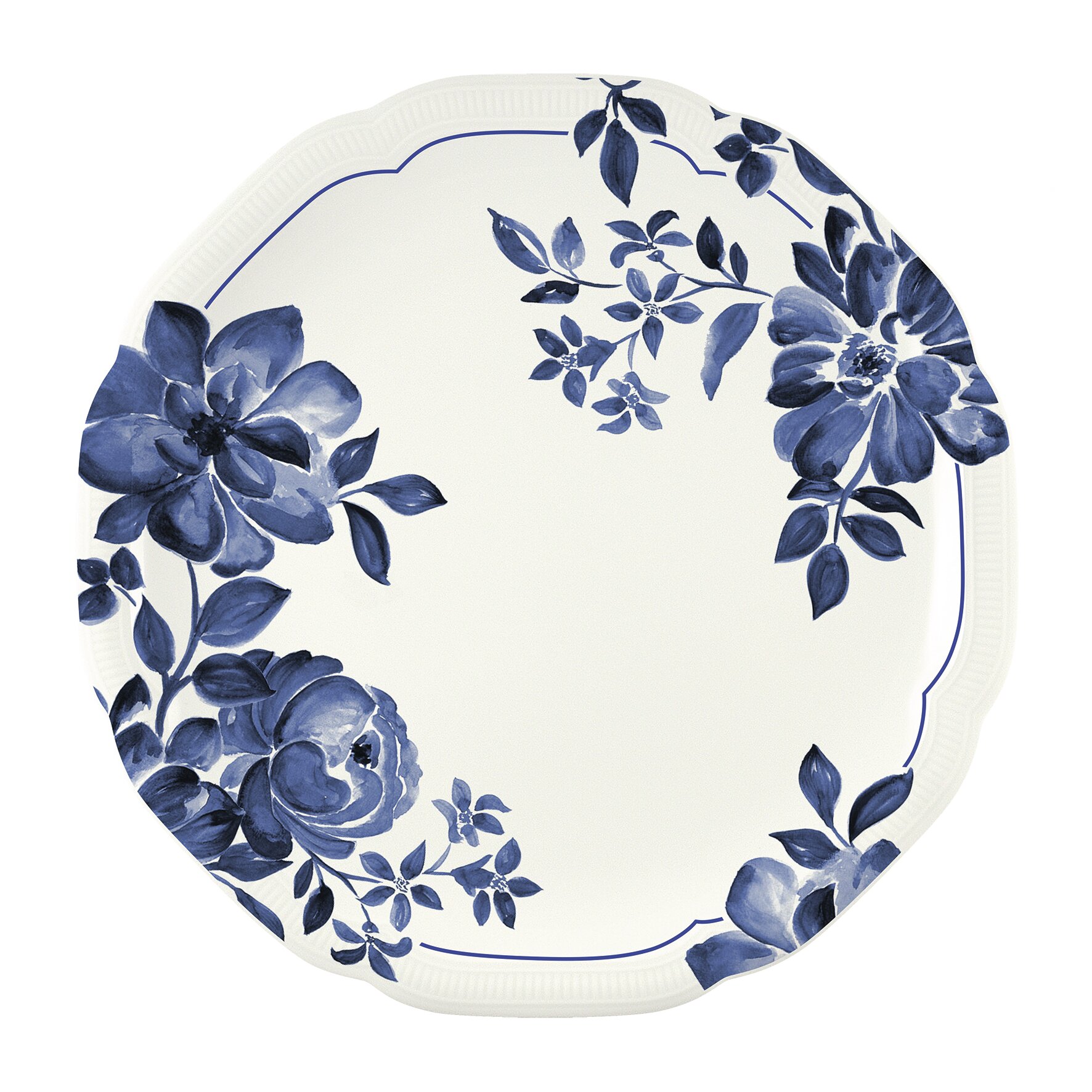 Coupteller flach rund mit Relief 259 mm blue Floral Charm