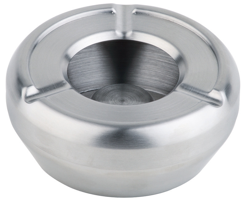 Aschenbecher stapelbar 100 mm mit Windschutzdeckel matt poliert