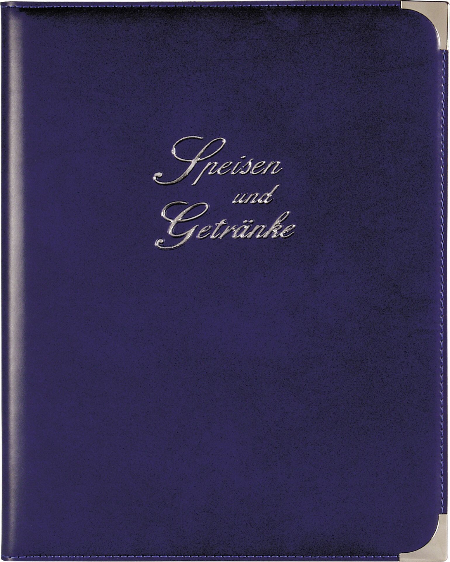 Speisekarte Metallecken silber A4 royalblau