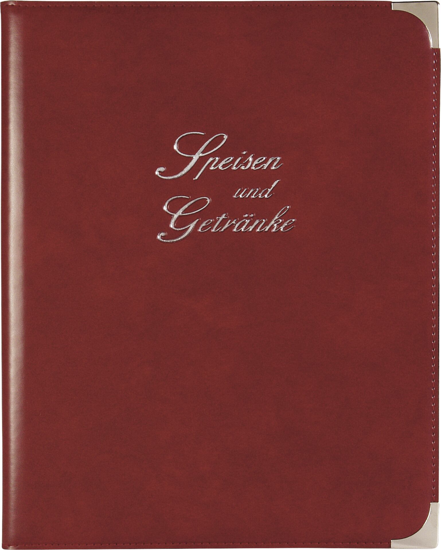 Speisekarte Metallecken silber A5 weinrot