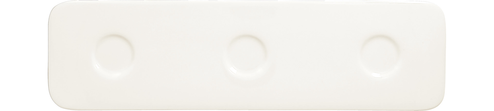Platte rechteckig shaped mit 3 Ringen 360 x 100 mm plain-white