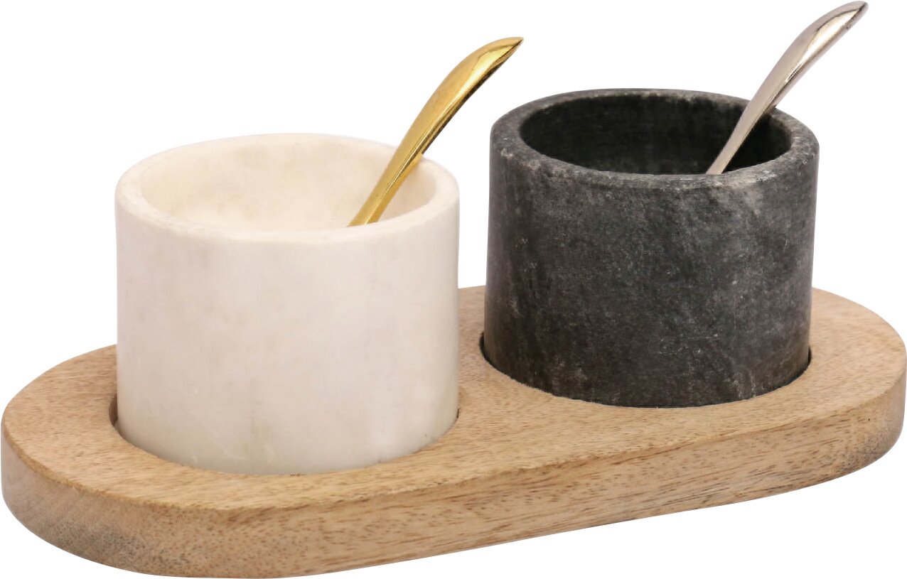 Menage mit 2 Marmorschälchen und Löffeln 200 x 110 mm / 0,17 l Additions
