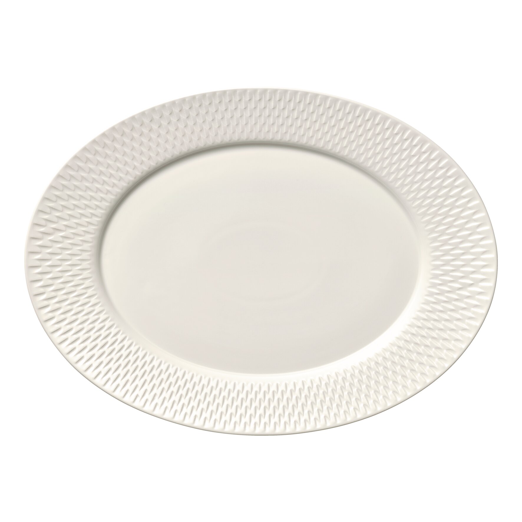 Platte oval Fahne Relief 382 x 279 mm weiß Purity Reflections
