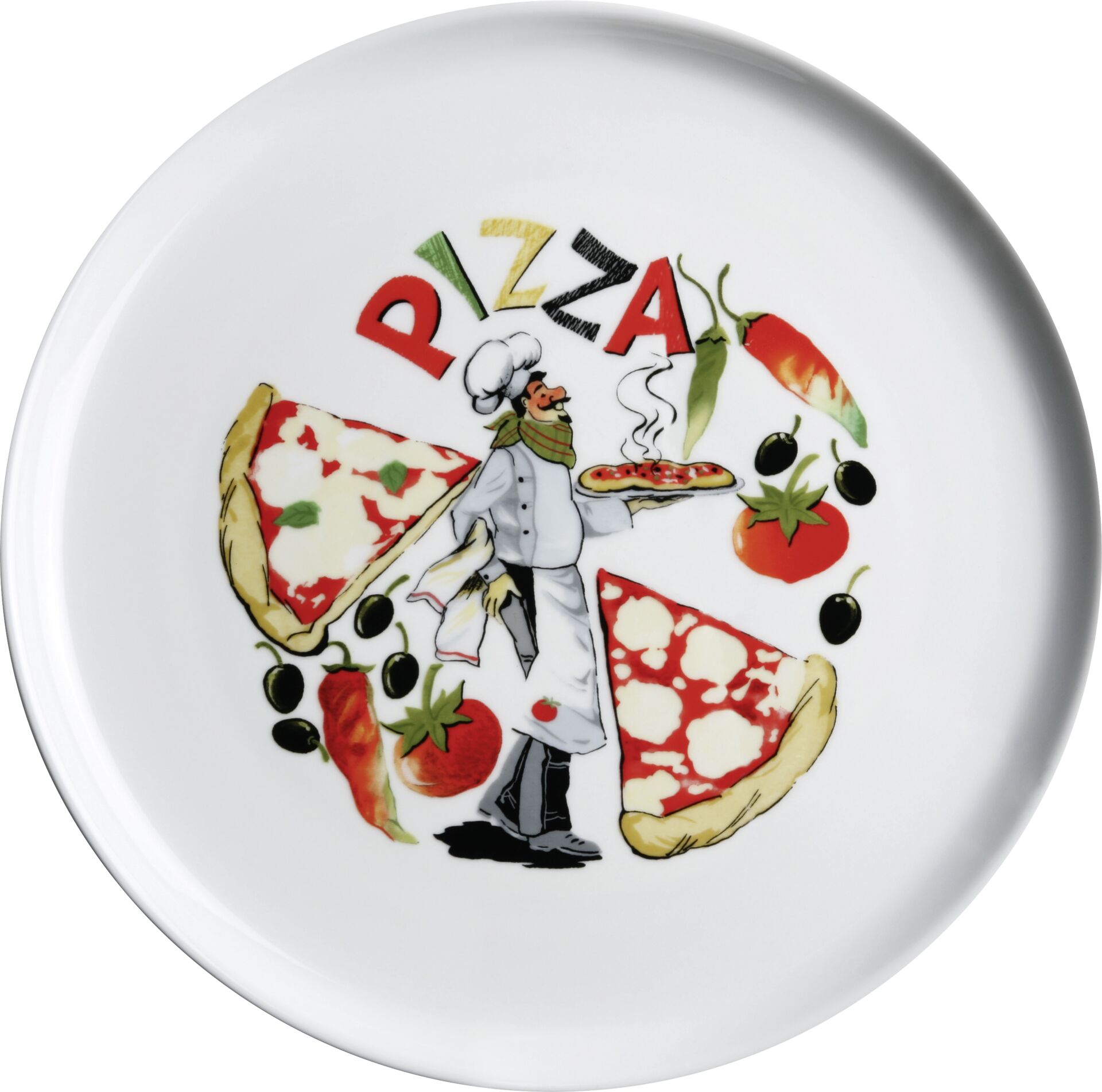 Pizzateller weiß mit Dekor "Pizza" 30 cm