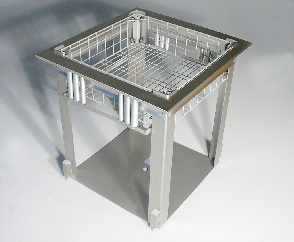 Einbau-Korbstapler für Körbe 500 x 500 mm Auflagerahmen Edelstahl