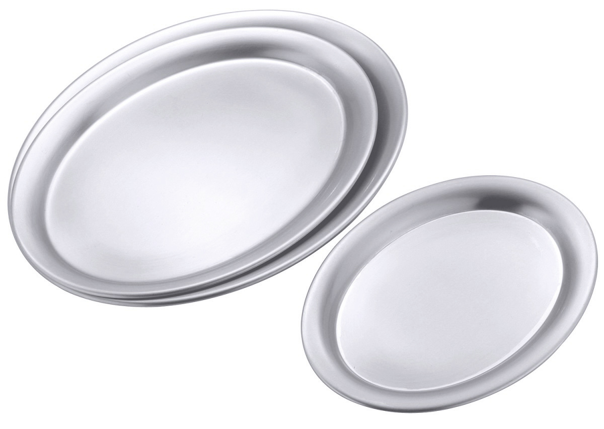 Servier-Tablett oval 200 x 145 x 10 mm mit gebördeltem Rand / matt poliert