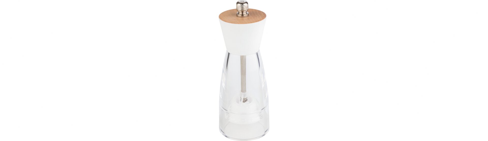 Salzmühle 155 mm Acryl / Buchenholz weiß / transparent
