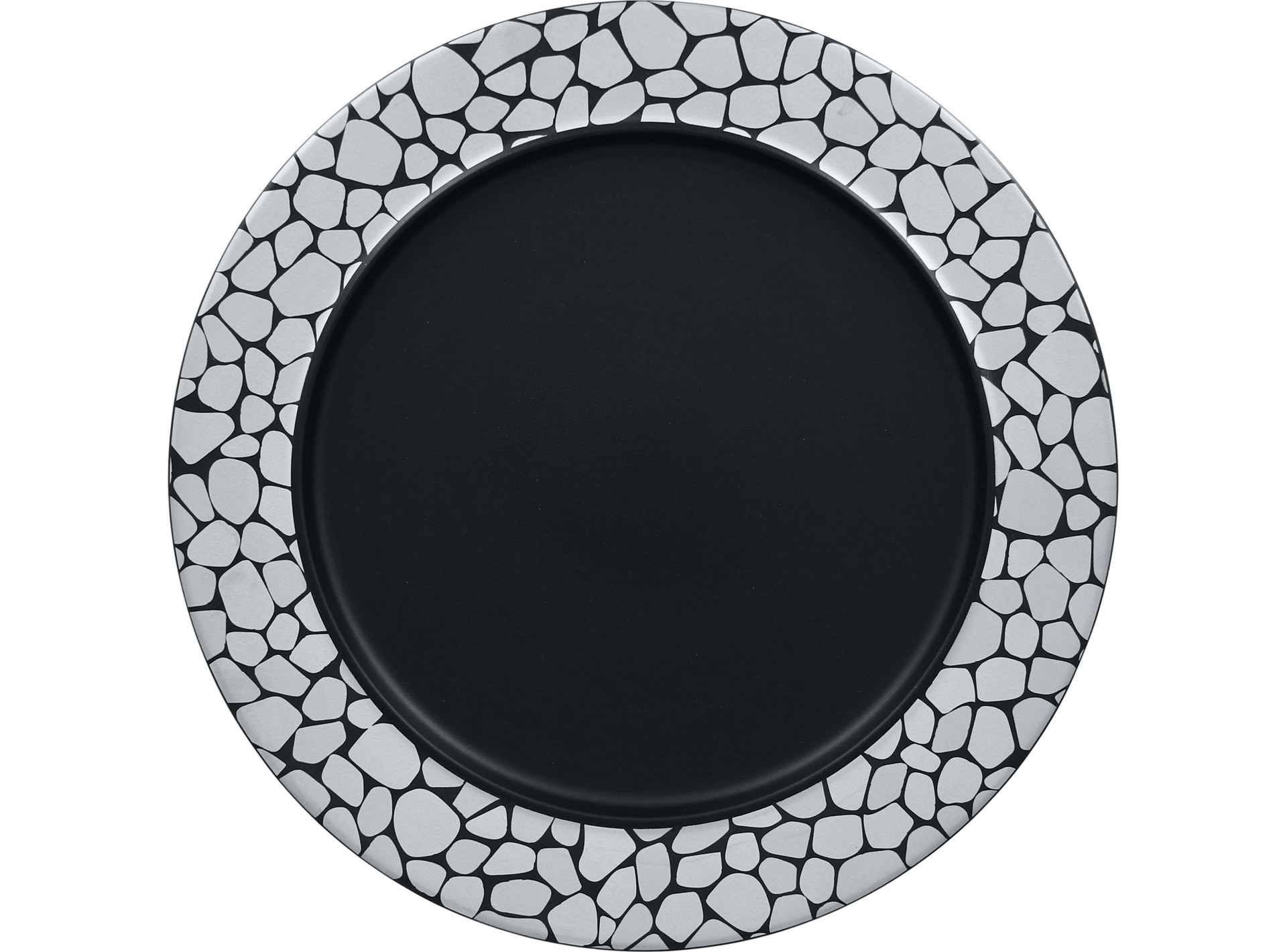Teller flach mit Rand 320 mm silber / schwarz
