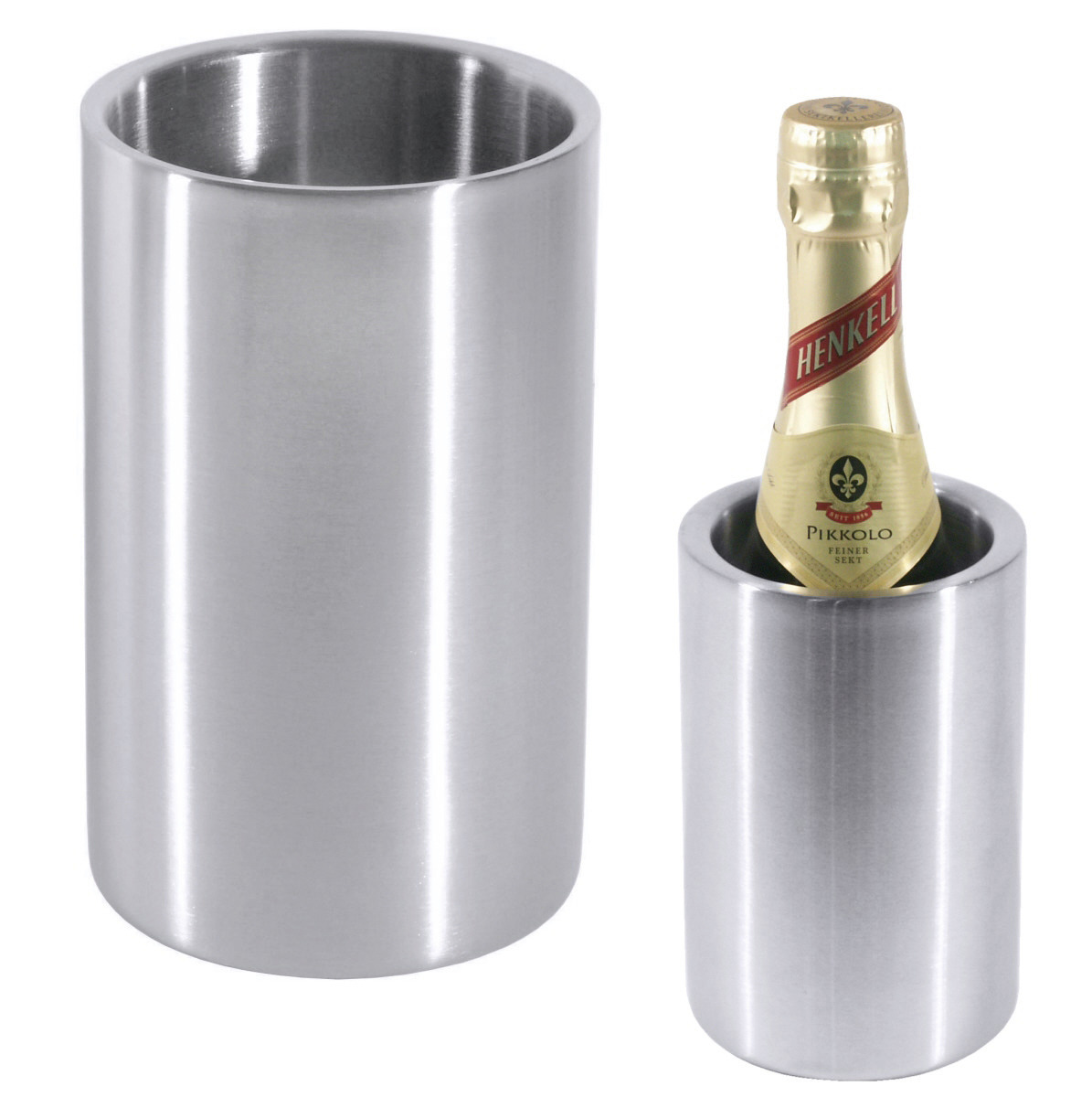 Wein- / Flaschenkühler 105 x 105 x 190 mm doppelwandig / seidenmatt poliert