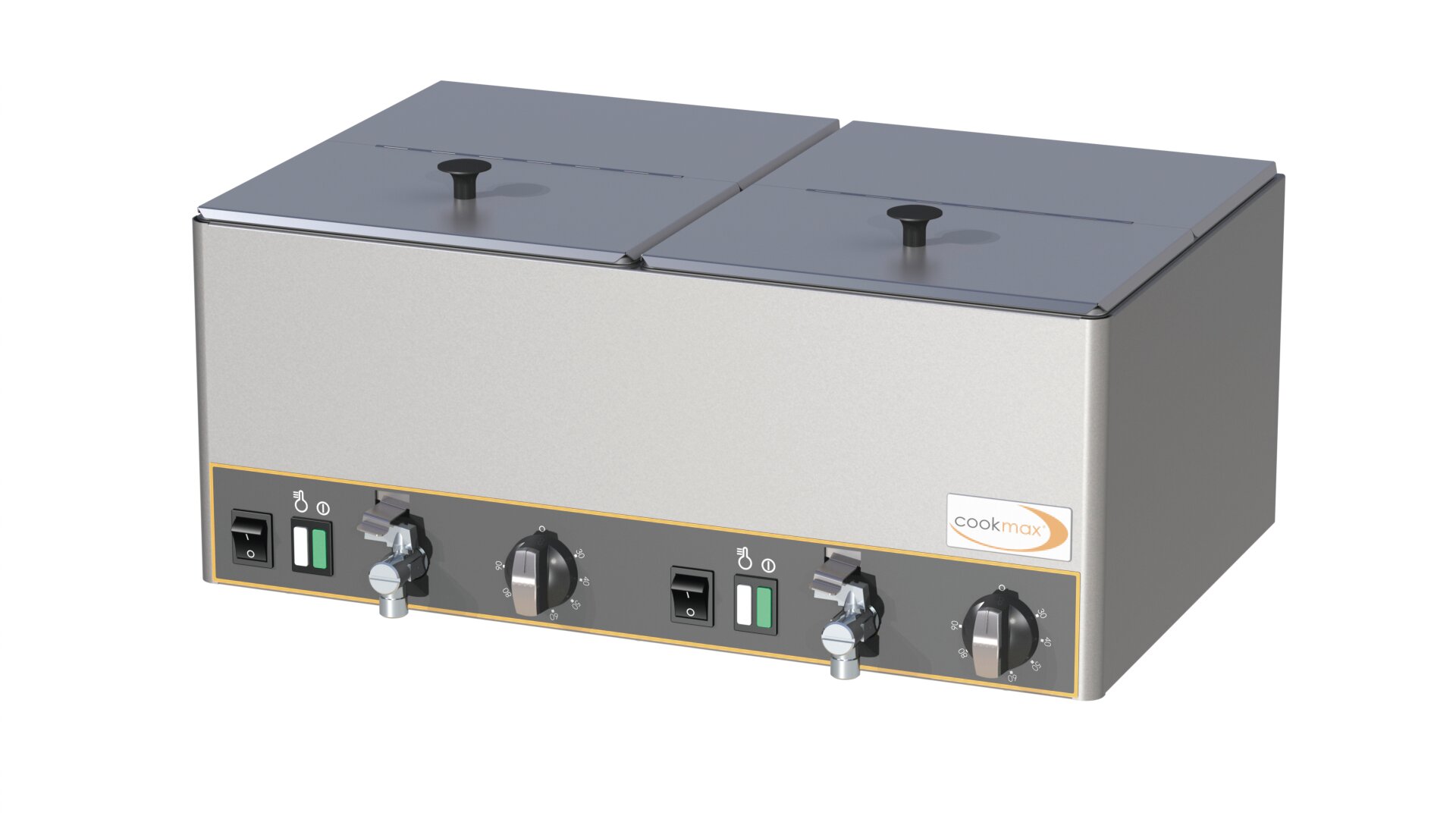 Würstchenwärmer 2 x GN 1/2 Ablasshahn Klappdeckel 530 x 330 x 220 mm